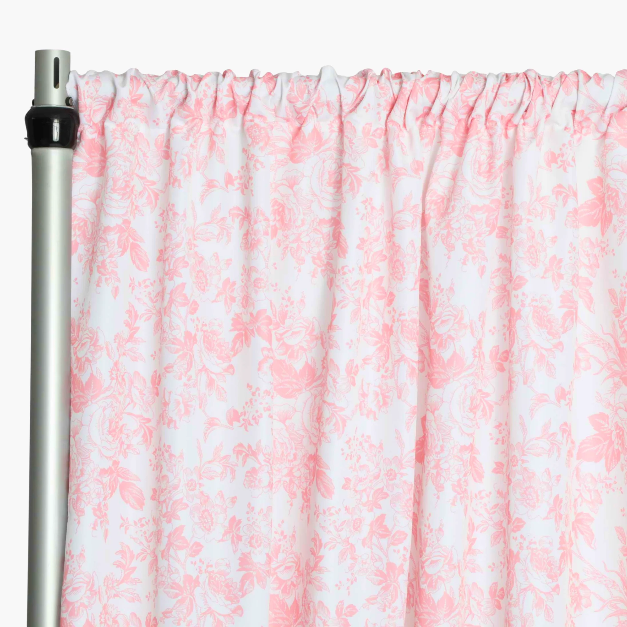 French Toile 10ft H x 52" W Drape/Backdrop Panel - Coral