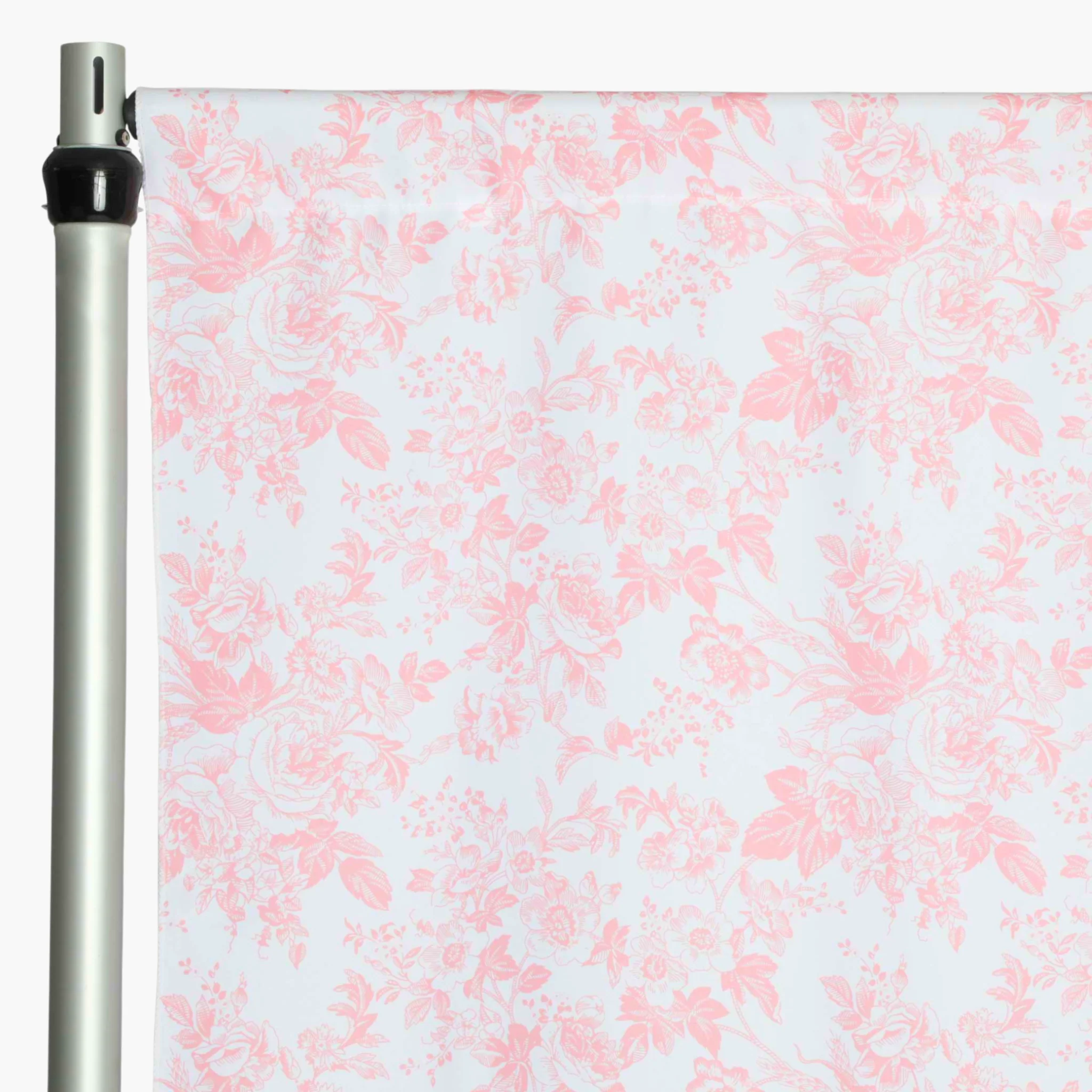 French Toile 10ft H x 52" W Drape/Backdrop Panel - Coral - Image 2