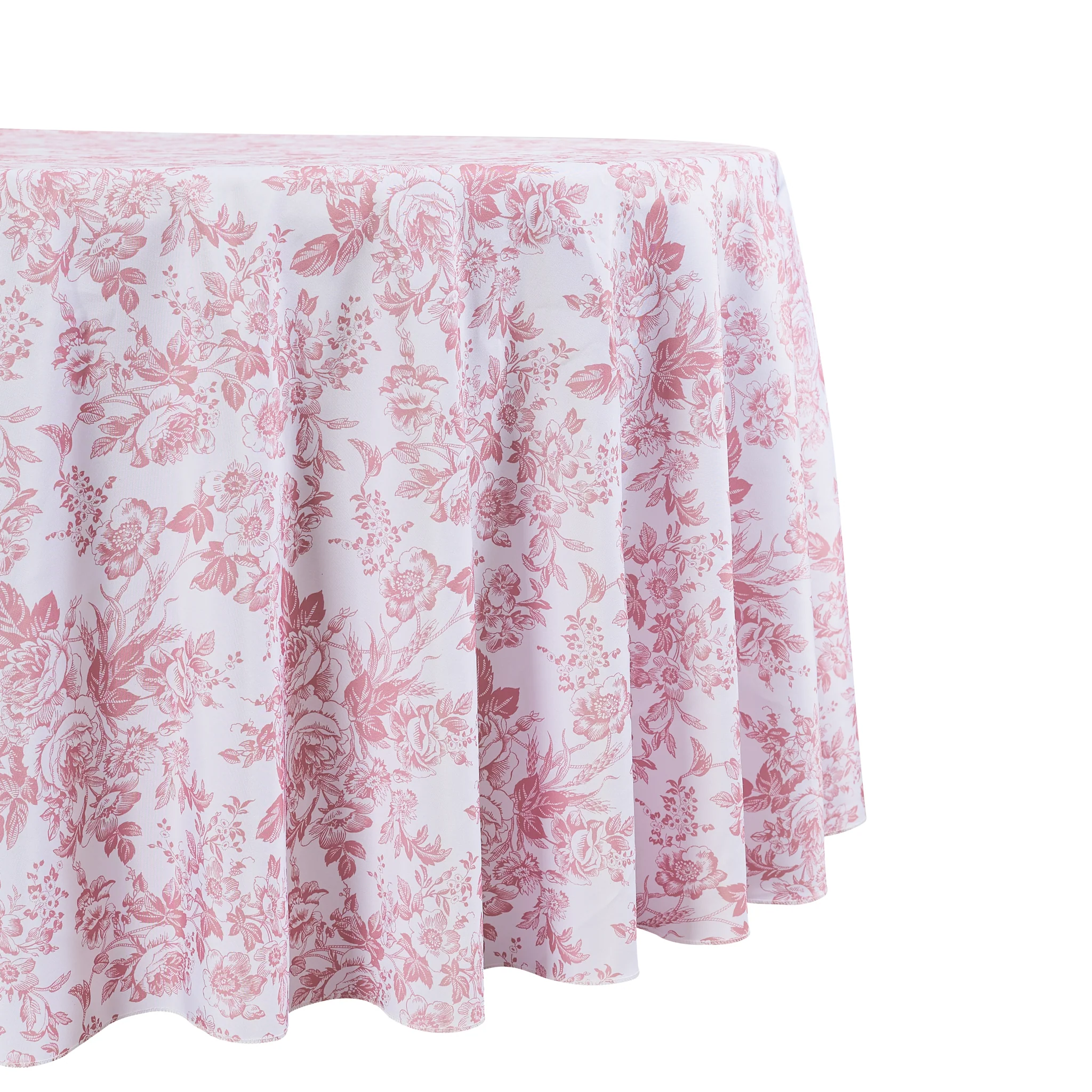 French Toile 120" Round Tablecloth - Dusty Rose/Mauve - Image 4