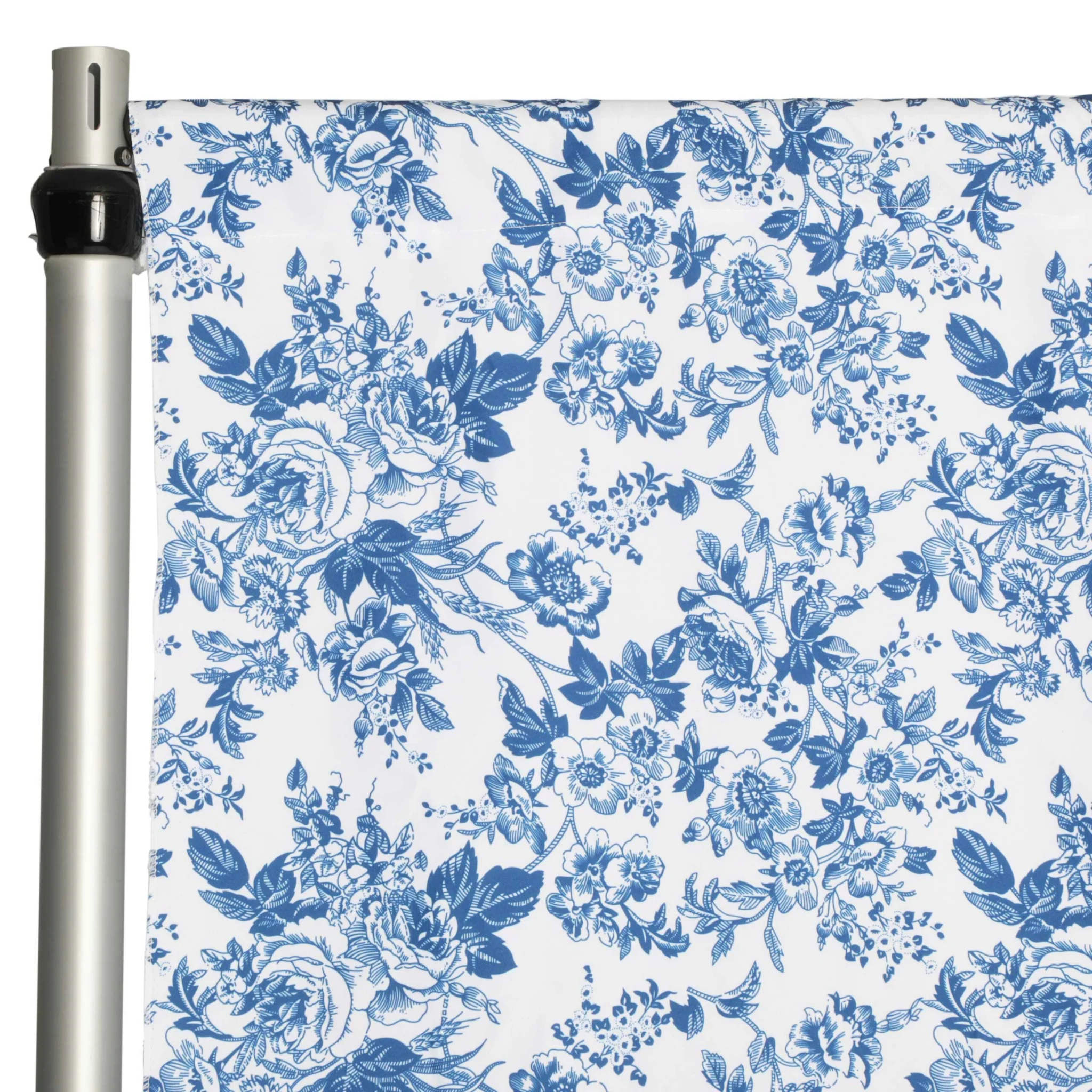 French Toile 12ft H x 52" W Drape/Backdrop Panel - Blue - Image 2
