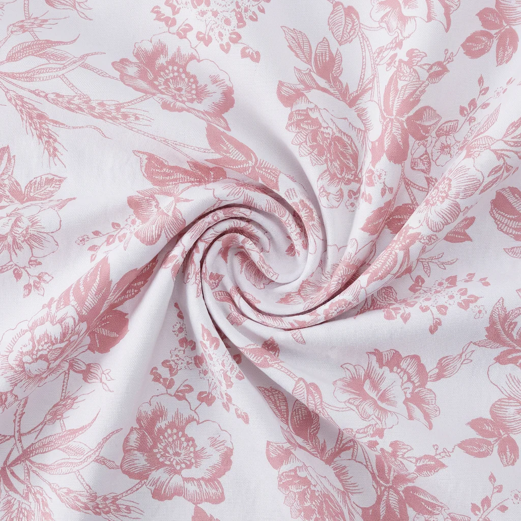 French Toile 132" Round Tablecloth - Dusty Rose/Mauve - Image 3