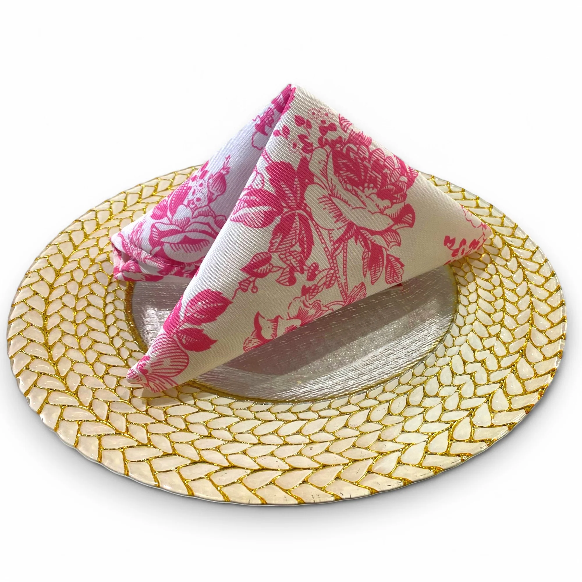 French Toile 20"x20" Linen Napkin (5pc/pk) - Pink - Image 6