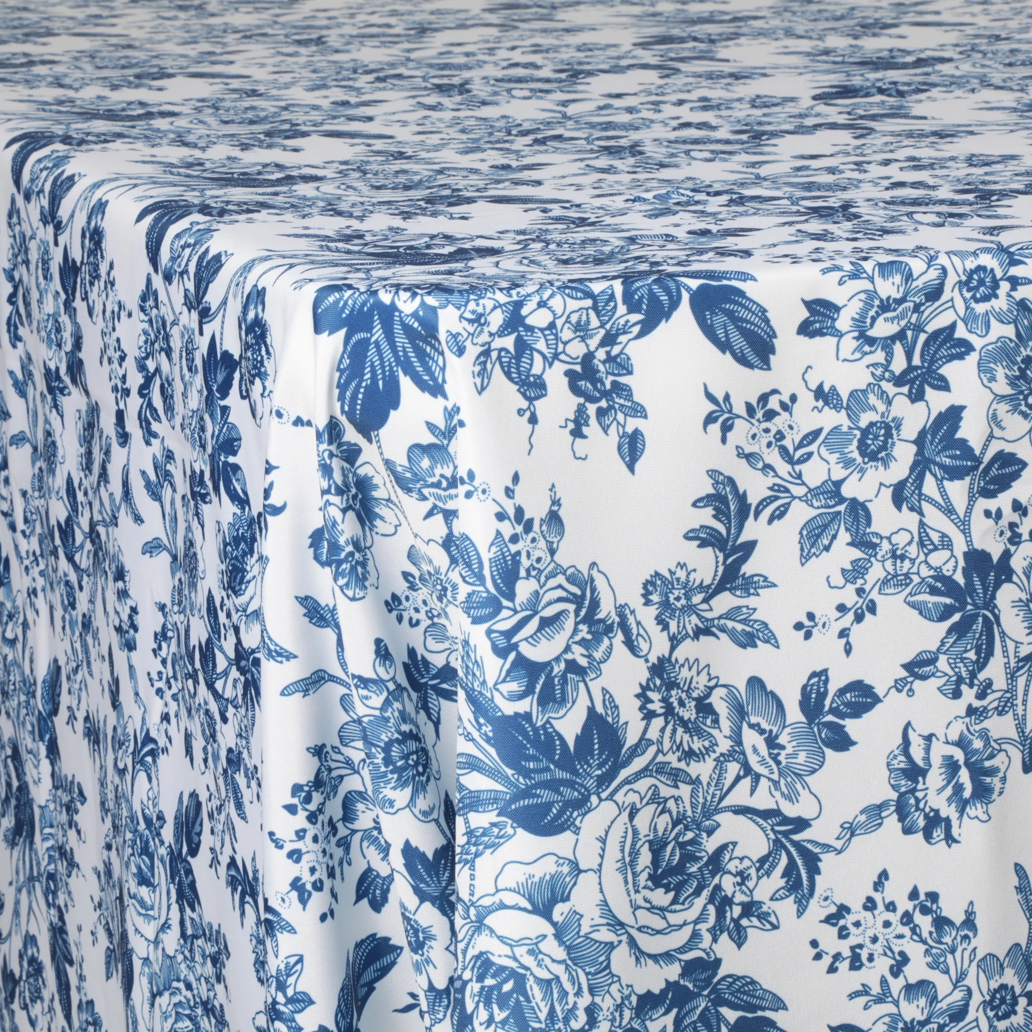 French Toile 60"x120" Rectangular Tablecloth - Blue - Image 4