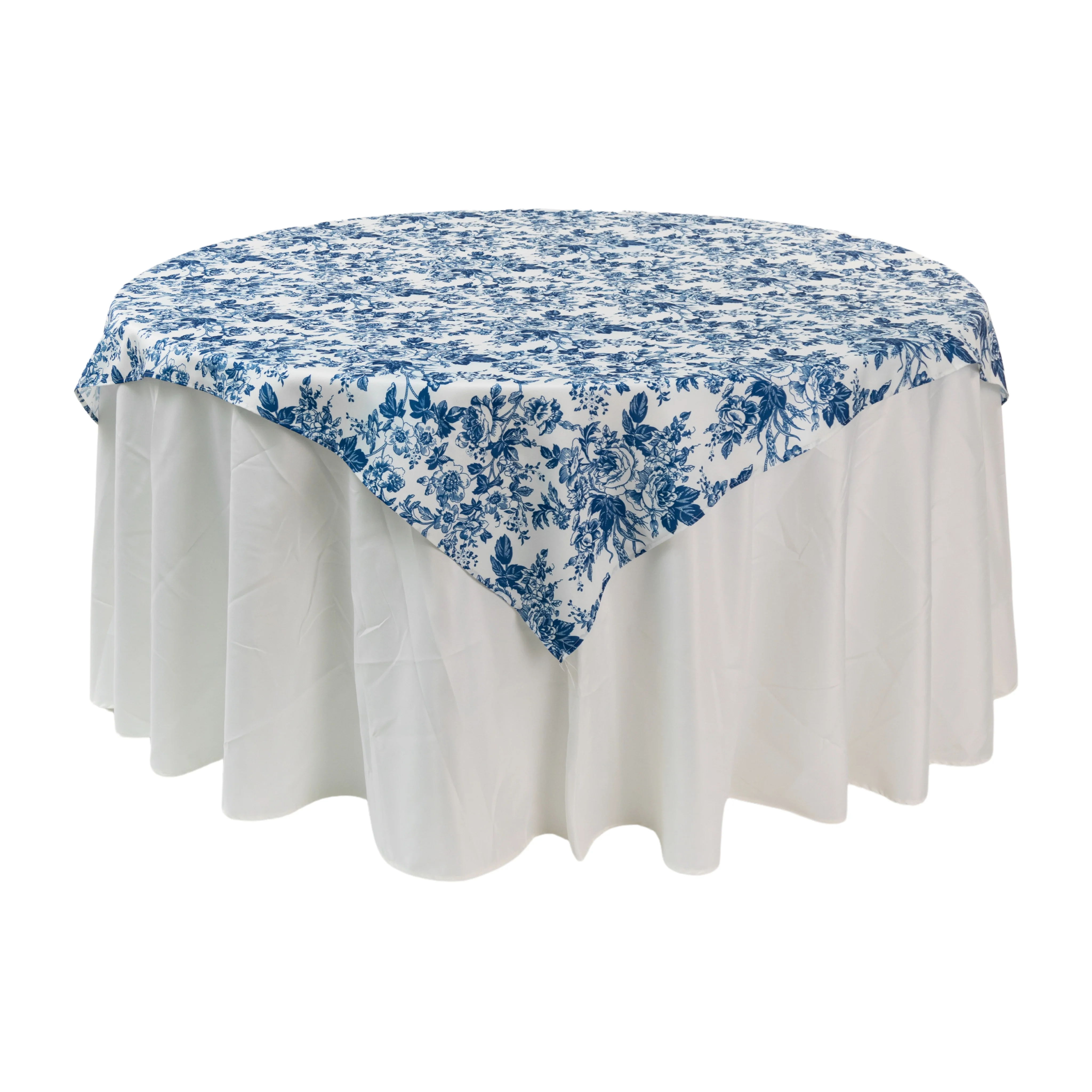 French Toile 72" Square Tablecloth/Overlay - Blue