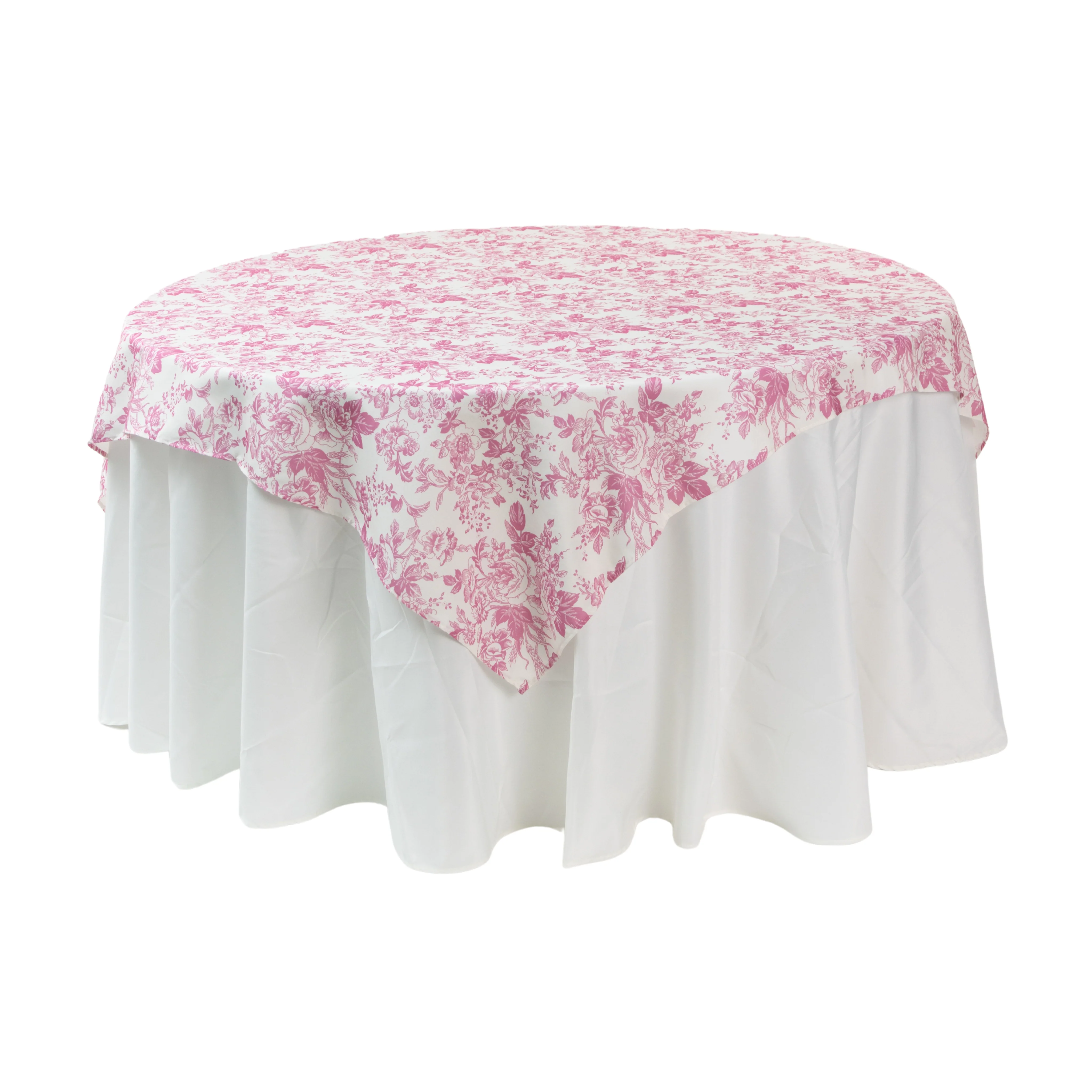 French Toile 72" Square Tablecloth/Overlay - Pink
