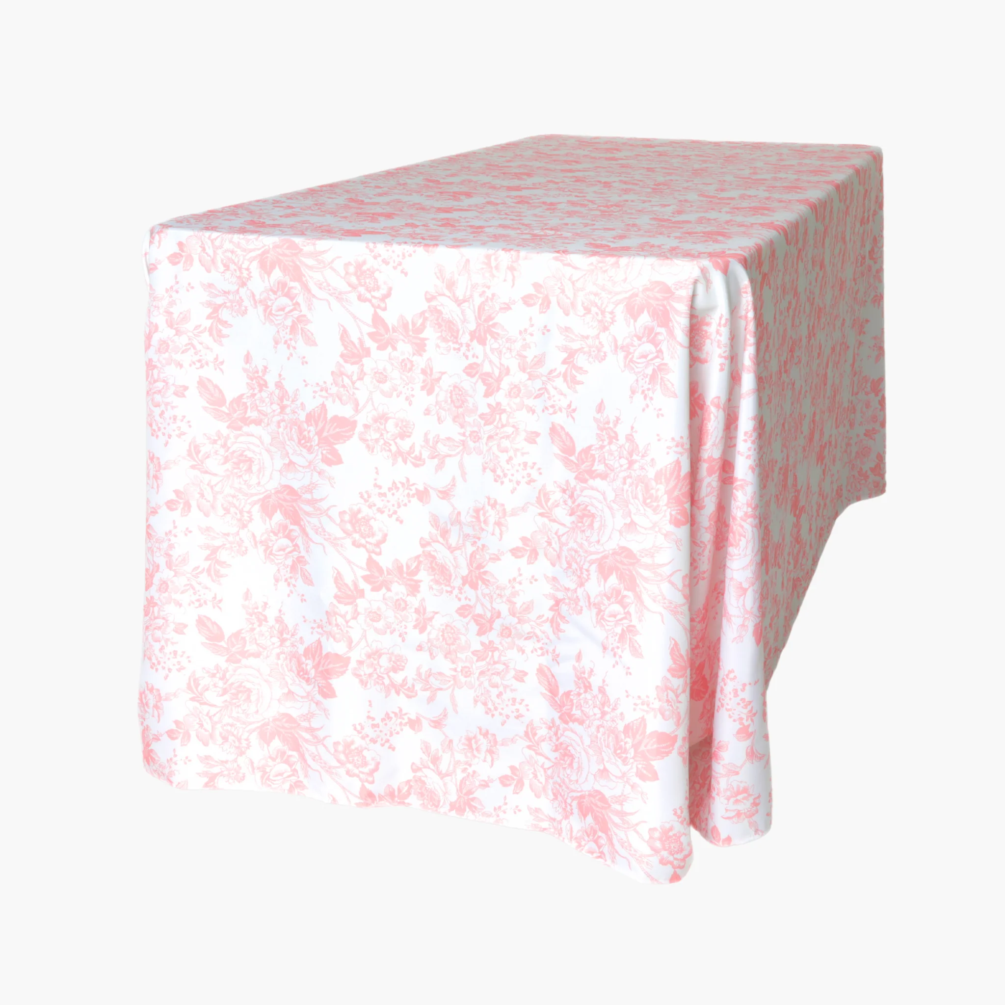 French Toile 90"x132" Rectangular Tablecloth - Coral - Image 6