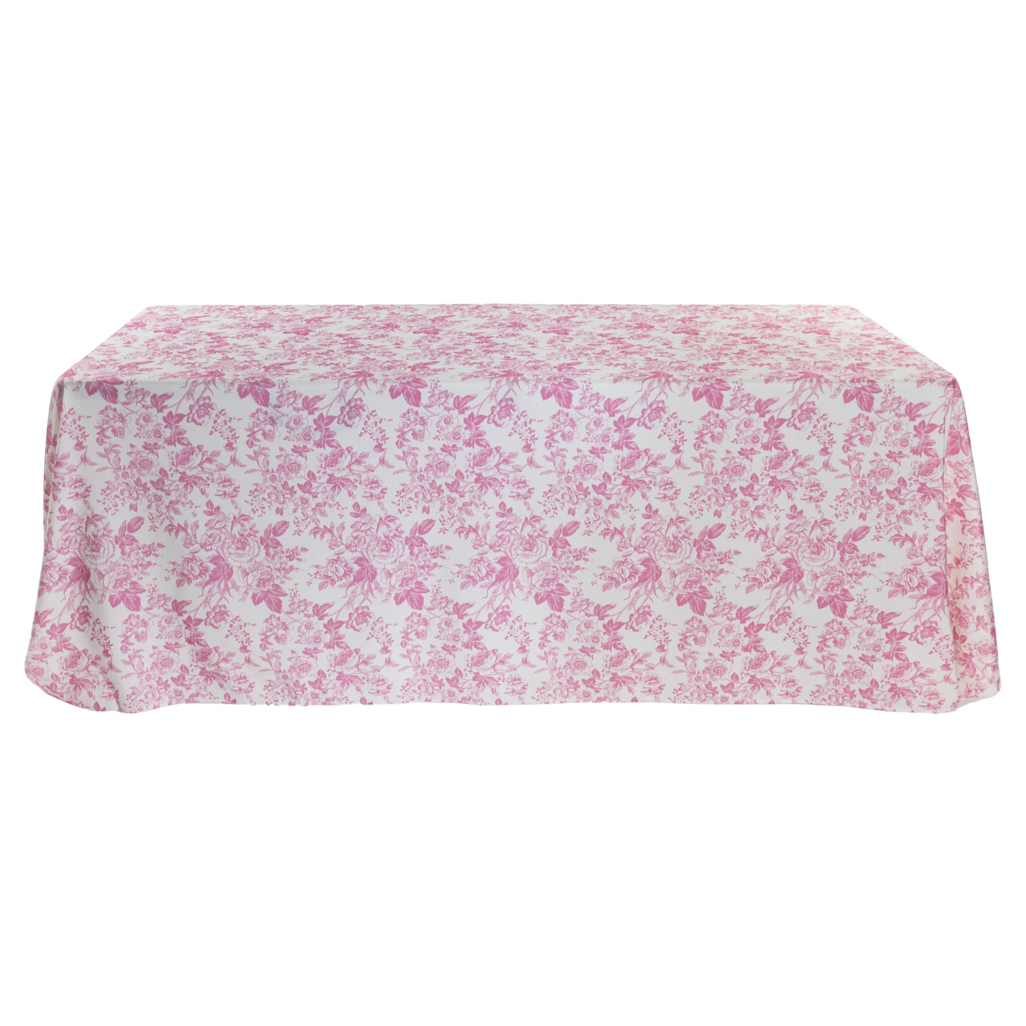 French Toile 90"x132" Rectangular Tablecloth - Pink