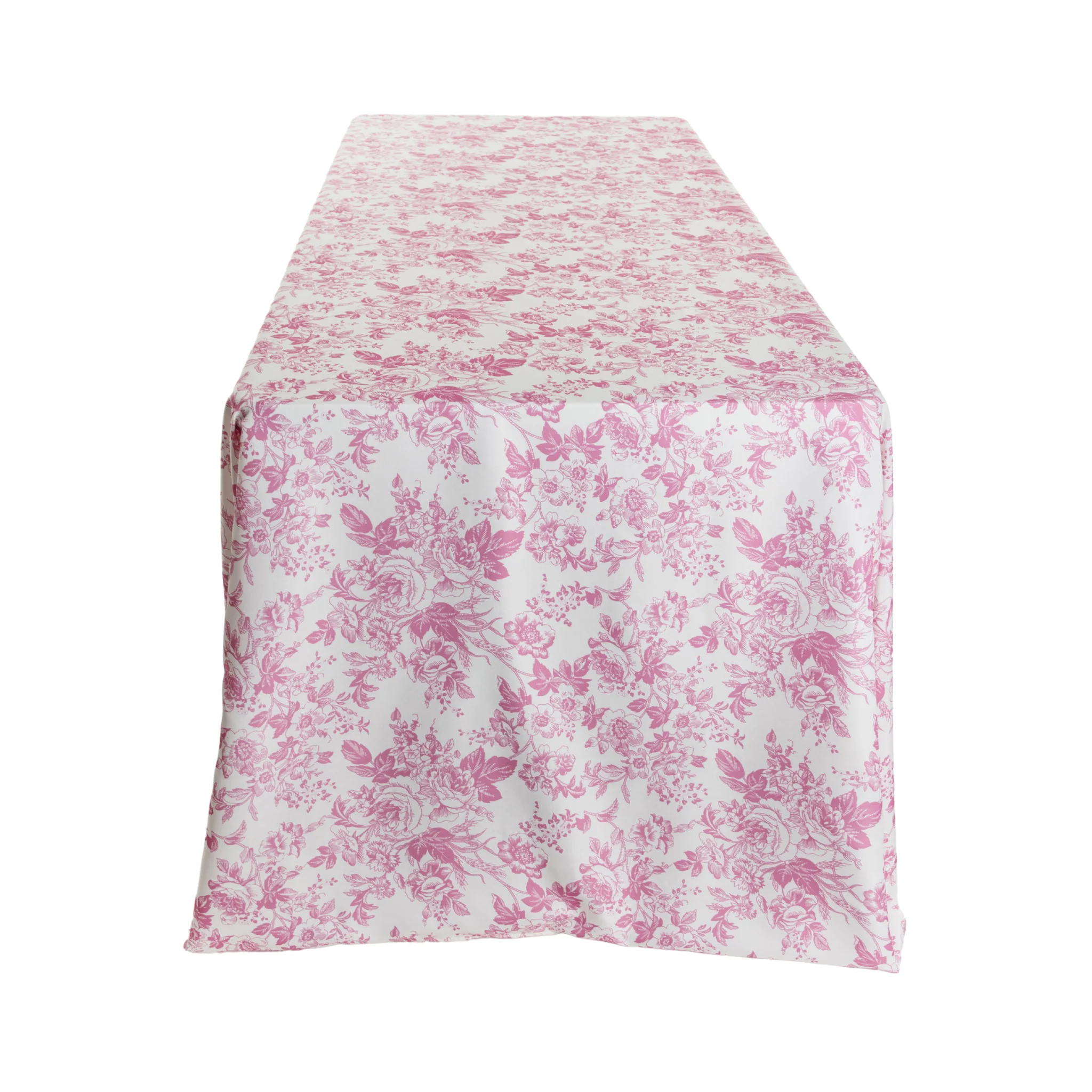 French Toile 90"x132" Rectangular Tablecloth - Pink - Image 2