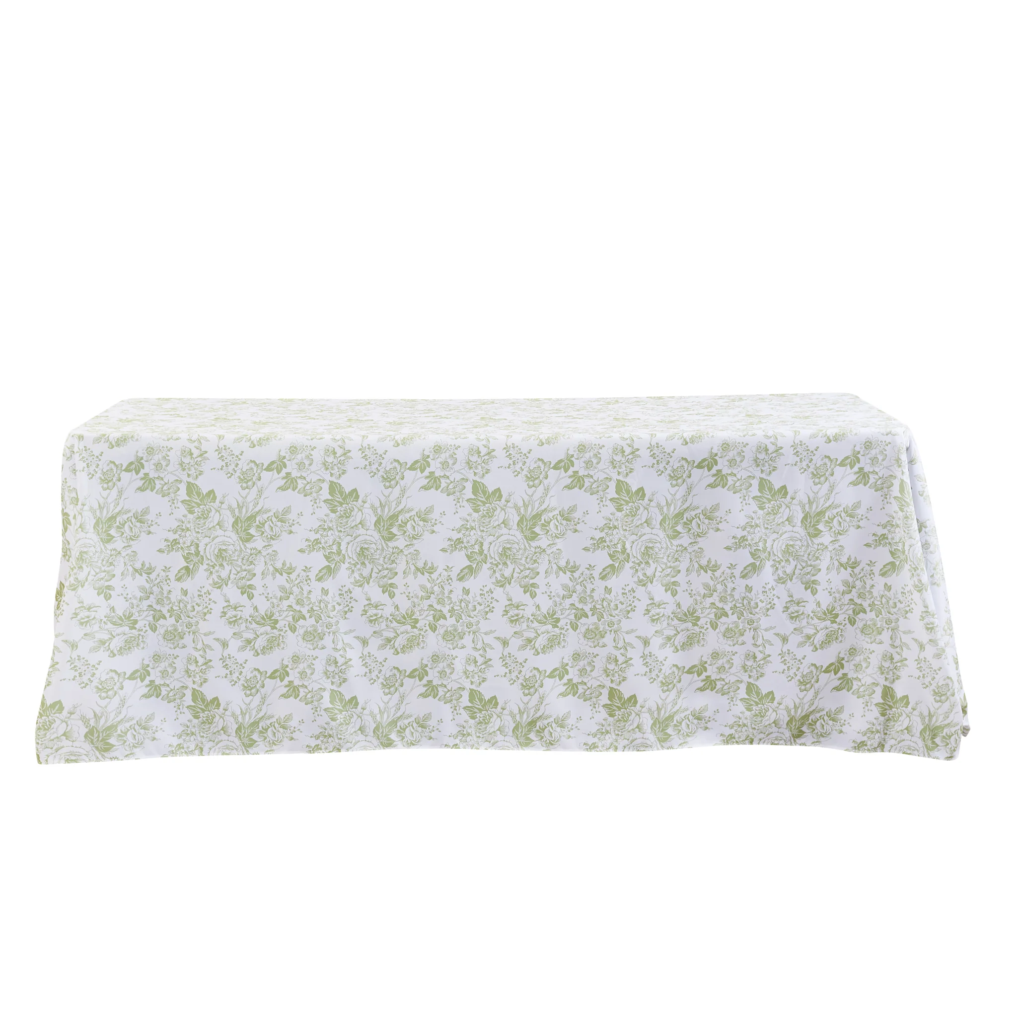 French Toile 90"x132" Rectangular Tablecloth - Sage Green