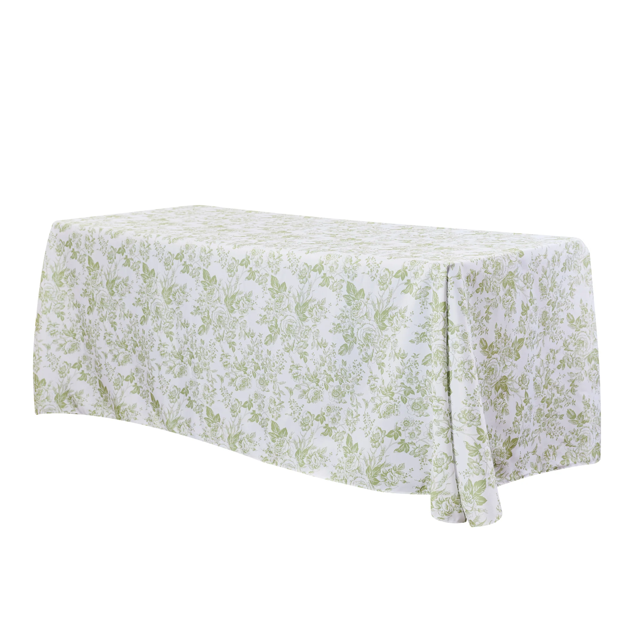 French Toile 90"x132" Rectangular Tablecloth - Sage Green - Image 6