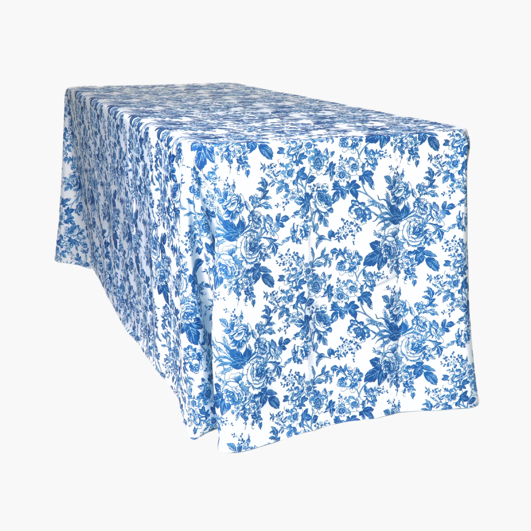 French Toile 90"x156" Rectangular Tablecloth - Blue - Image 4