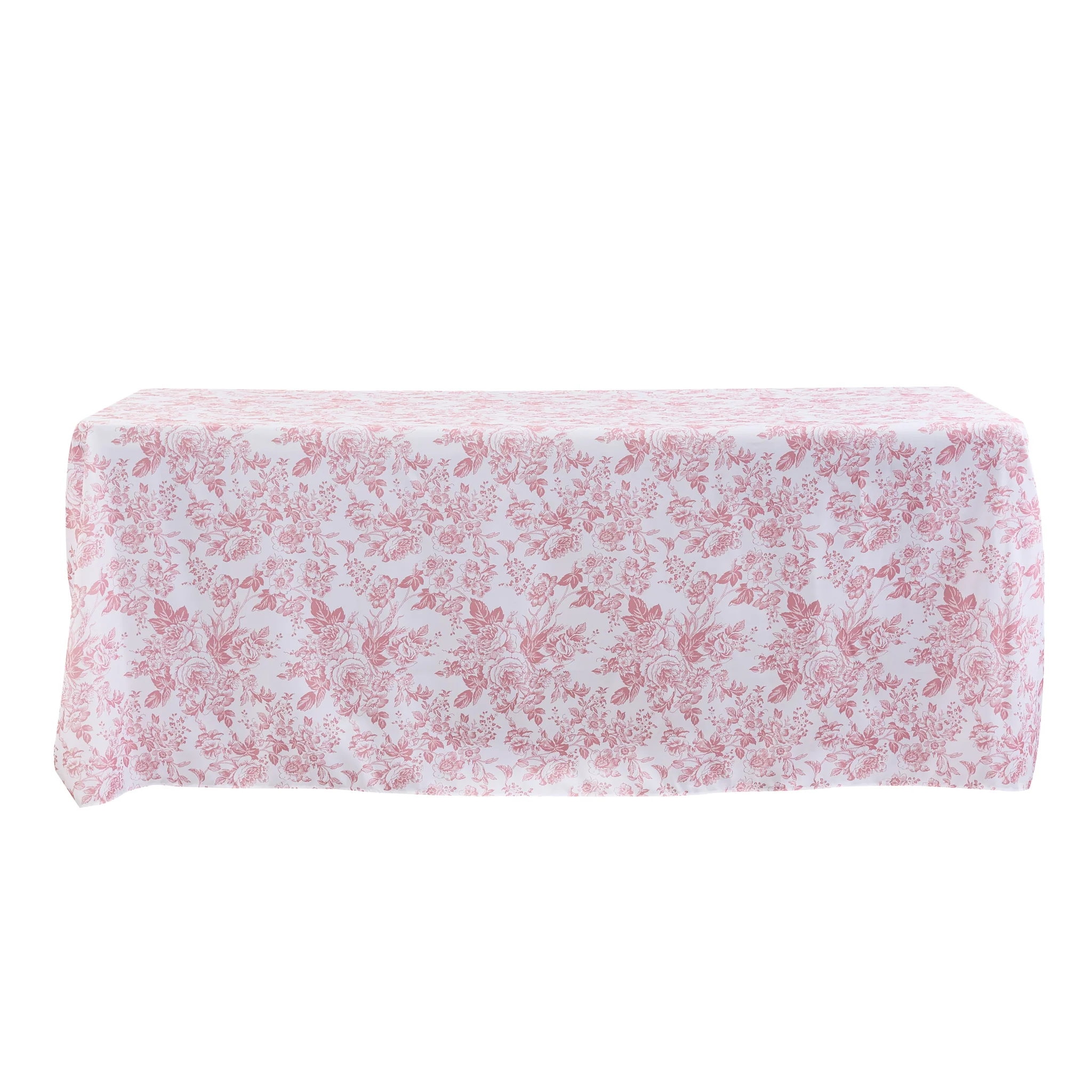 French Toile 90"x156" Rectangular Tablecloth - Dusty Rose/Mauve