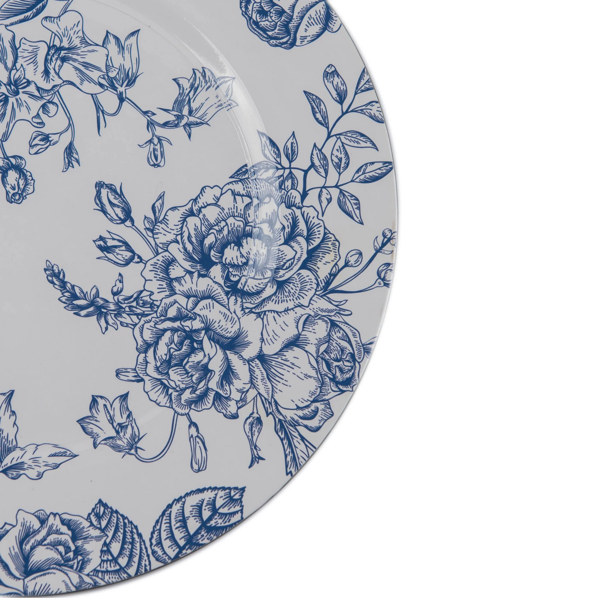 French Toile Acrylic Charger Plate - Blue - Image 6