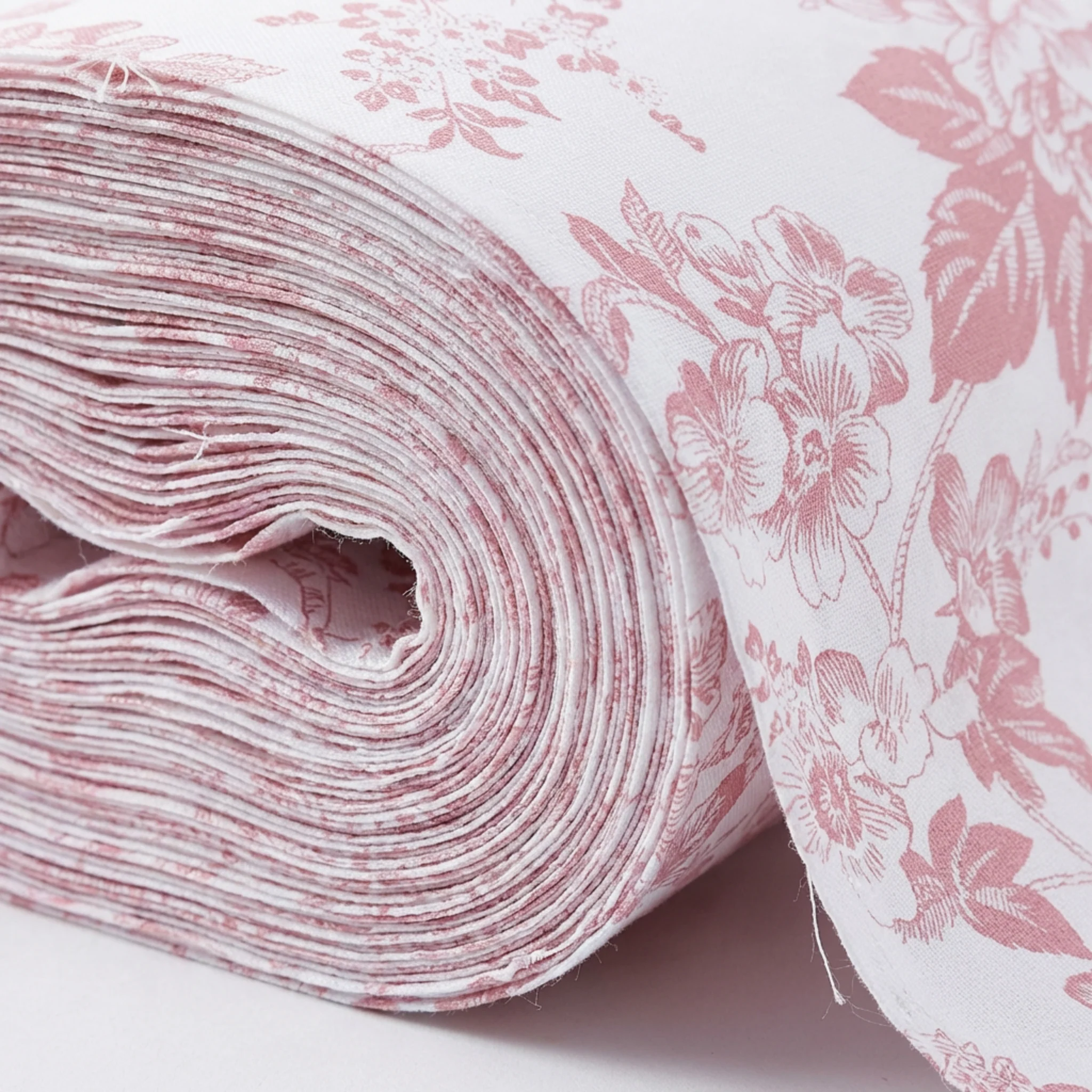 5 yards French Toile Fabric Bolt - Dusty Rose/Mauve - Image 3