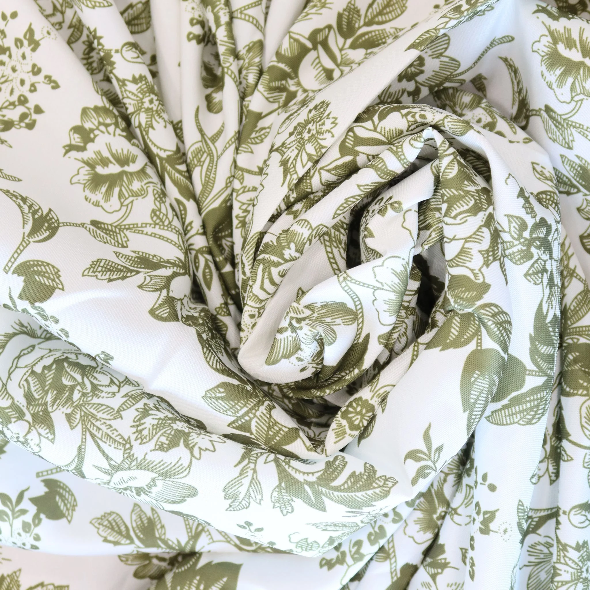 5 yards French Toile Fabric Bolt - Olive Green
