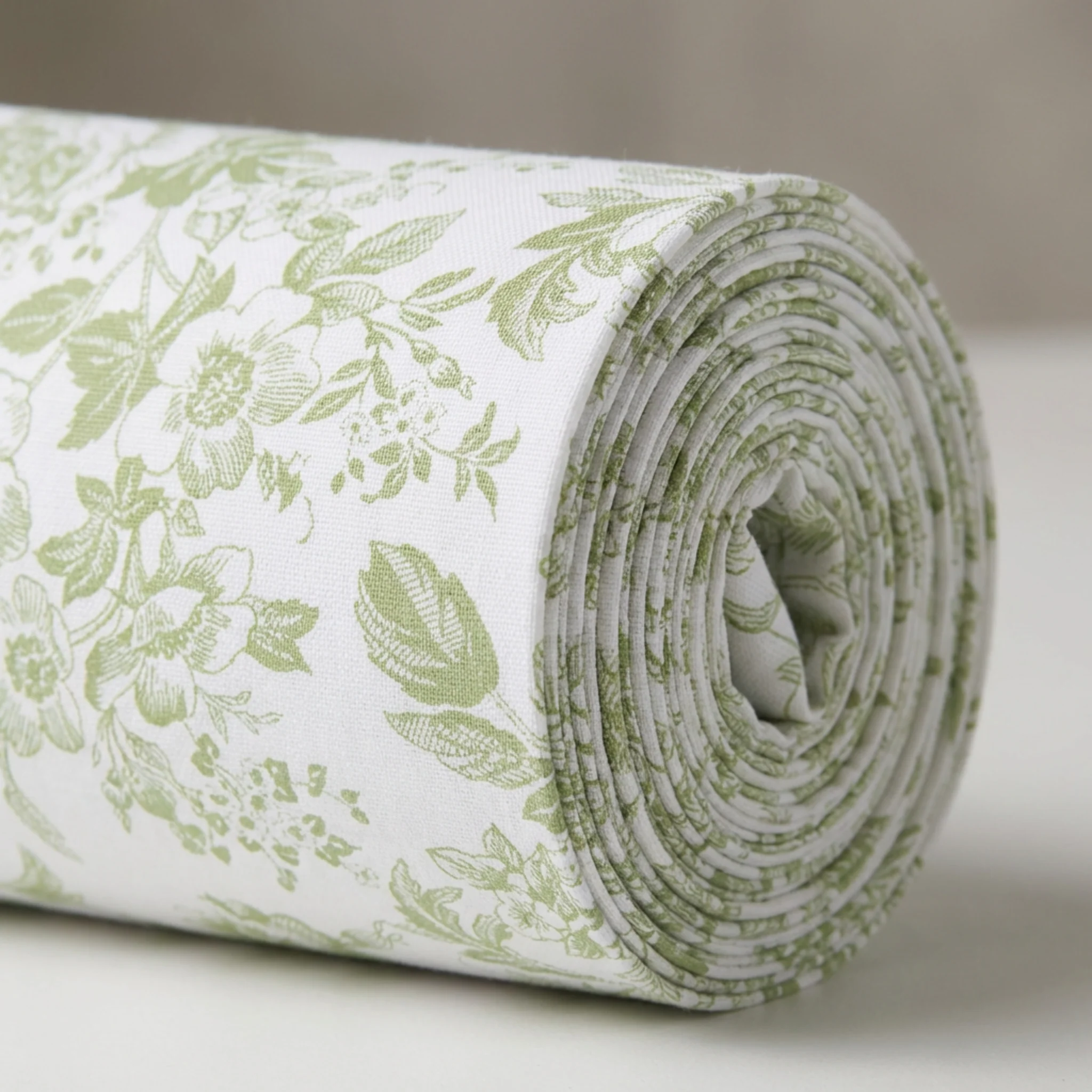 5 yards French Toile Fabric Bolt - Sage Green - Image 3