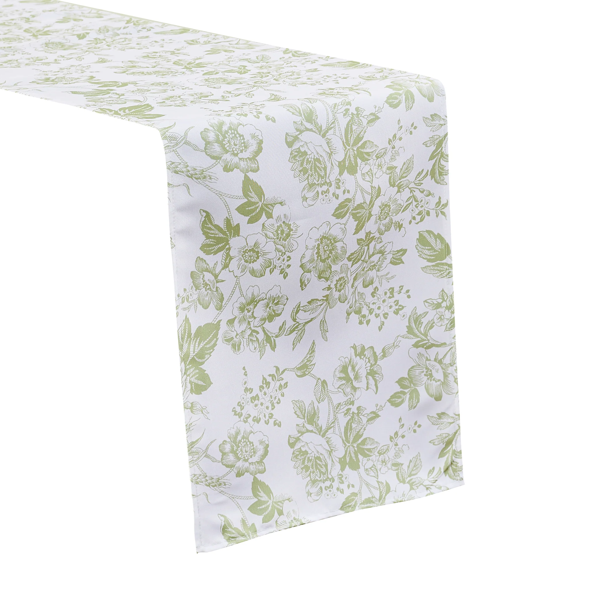 French Toile Table Runner - Sage Green