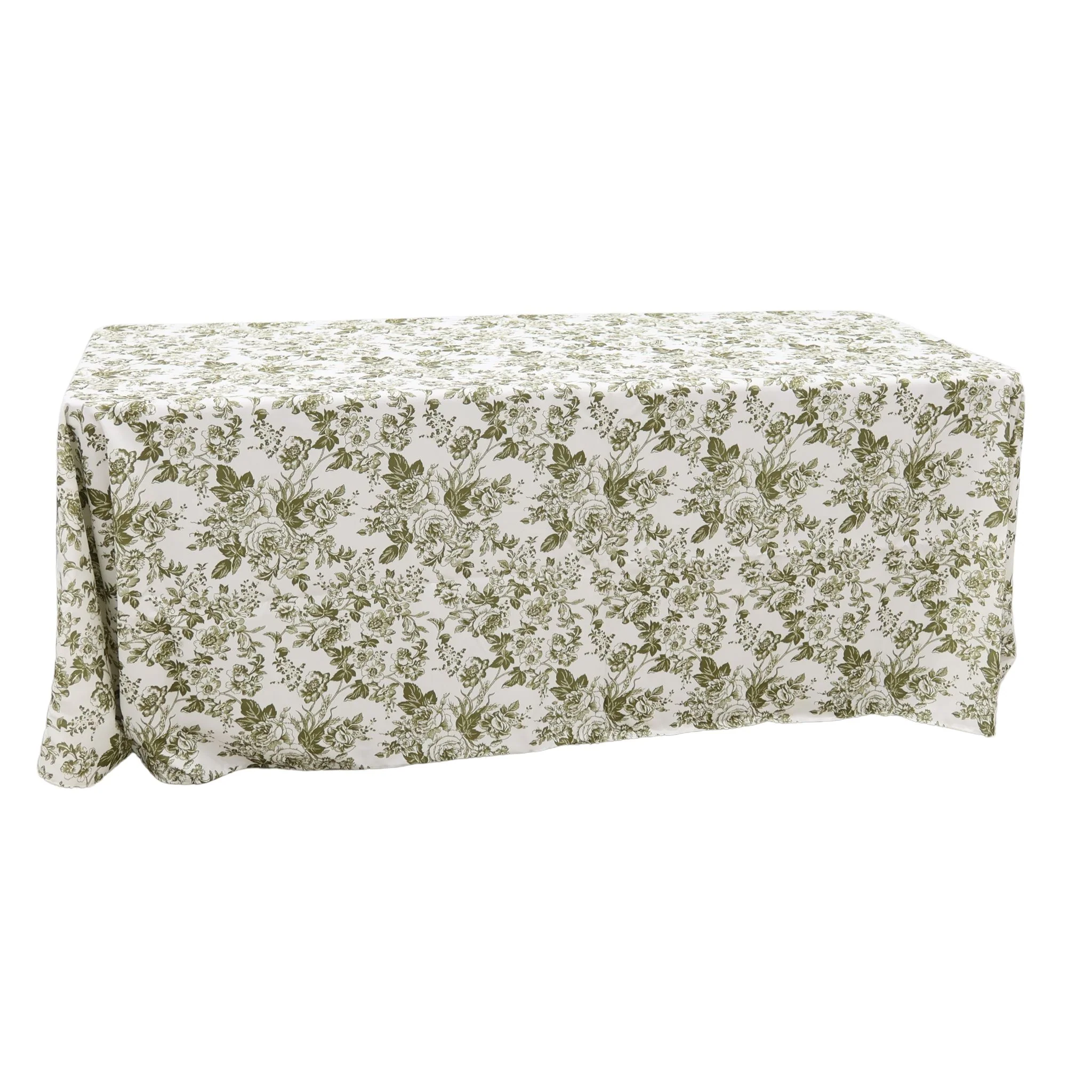 French Toile King 108"x156" Rectangular Tablecloth - Olive Green