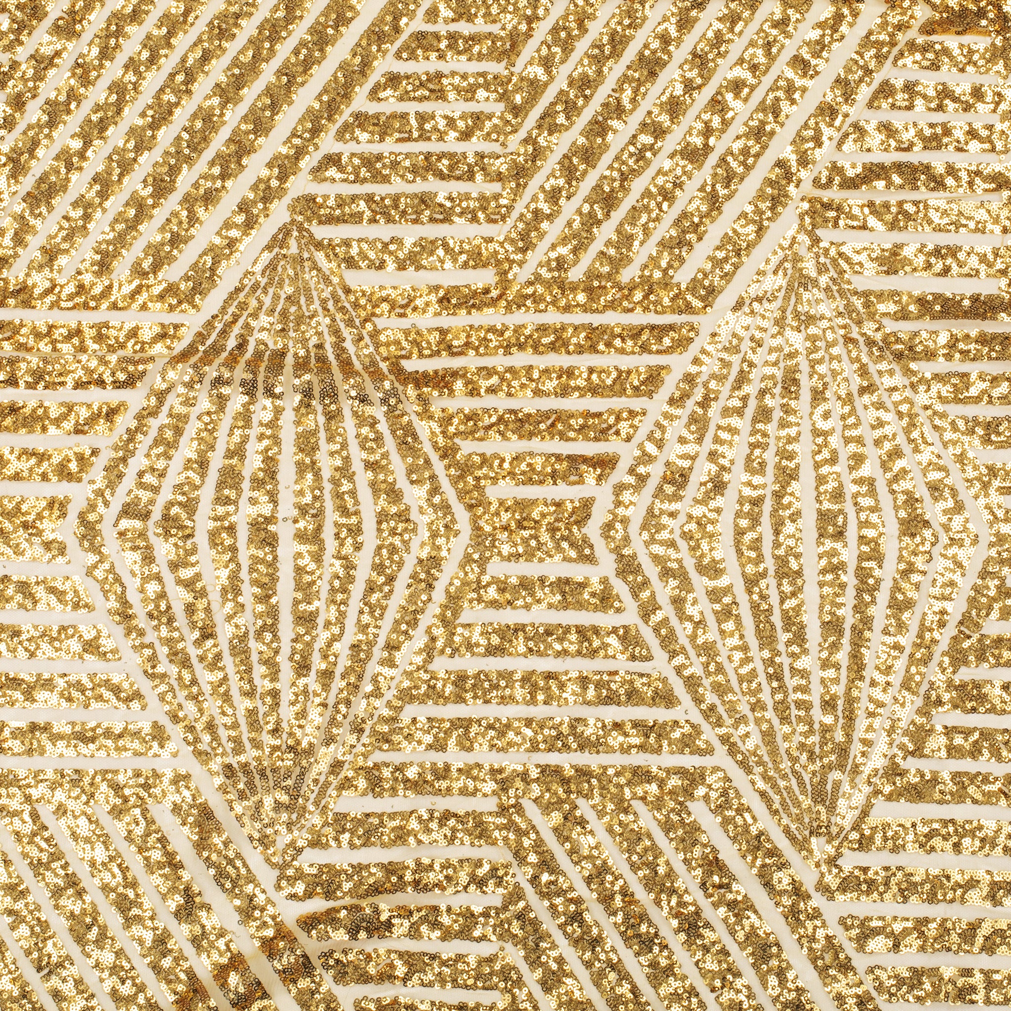 Geometric Glitz Art Deco Sequin Tablecloth 120" Round - Gold - Image 3