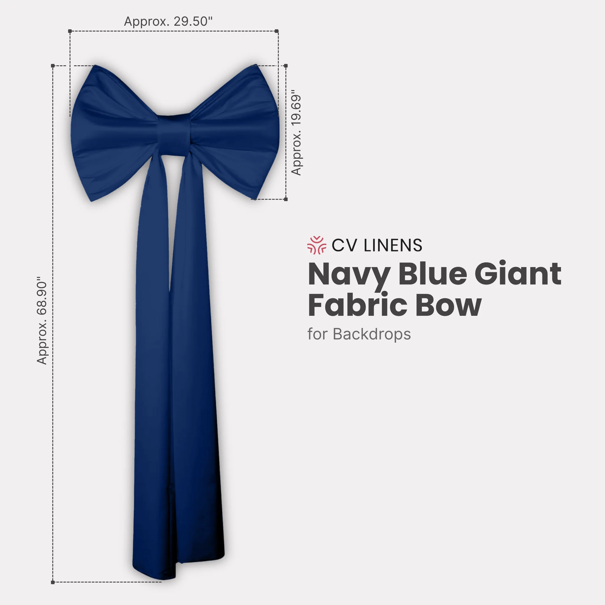 Giant Fabric Bow for Backdrop - Navy Blue