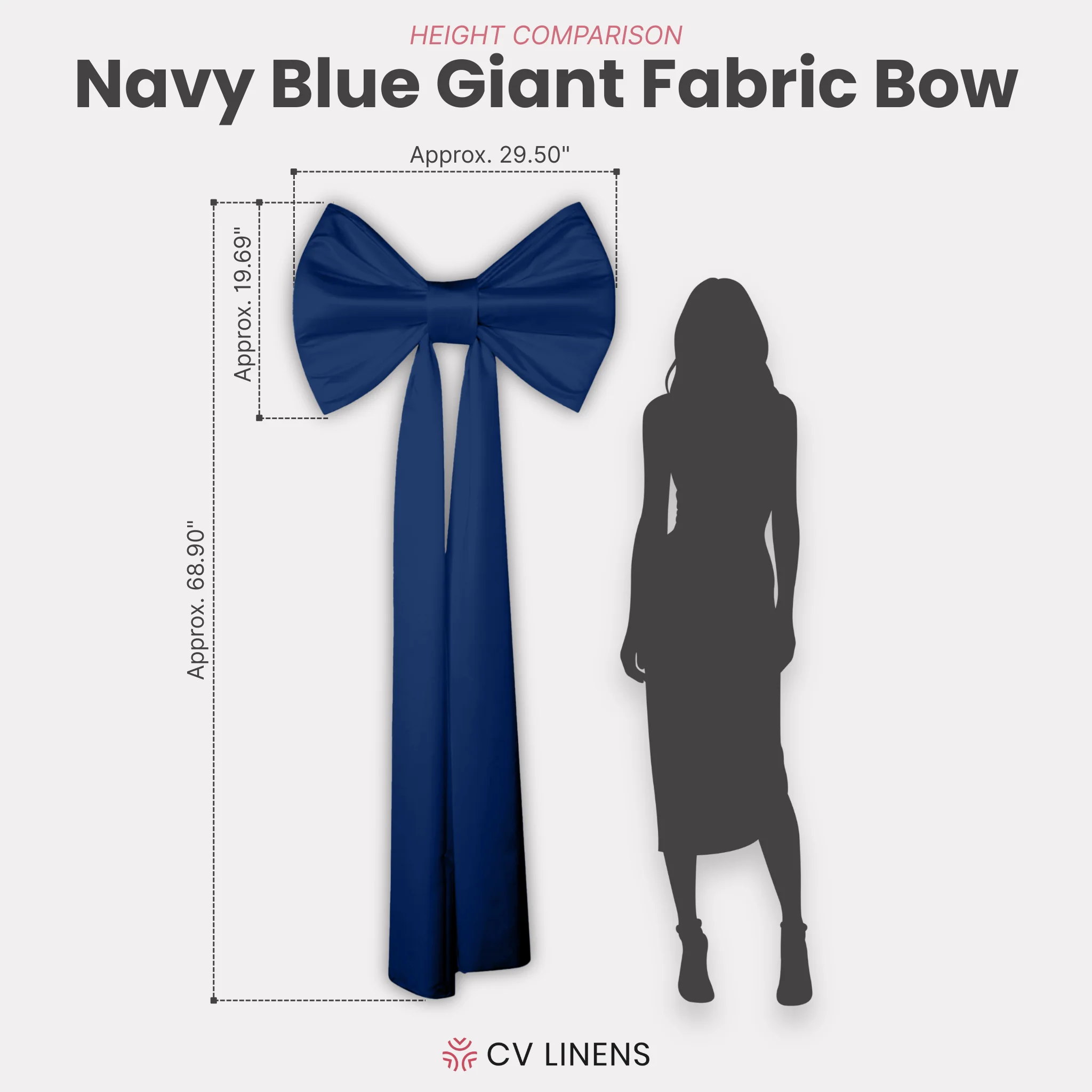 Giant Fabric Bow for Backdrop - Navy Blue - Image 2