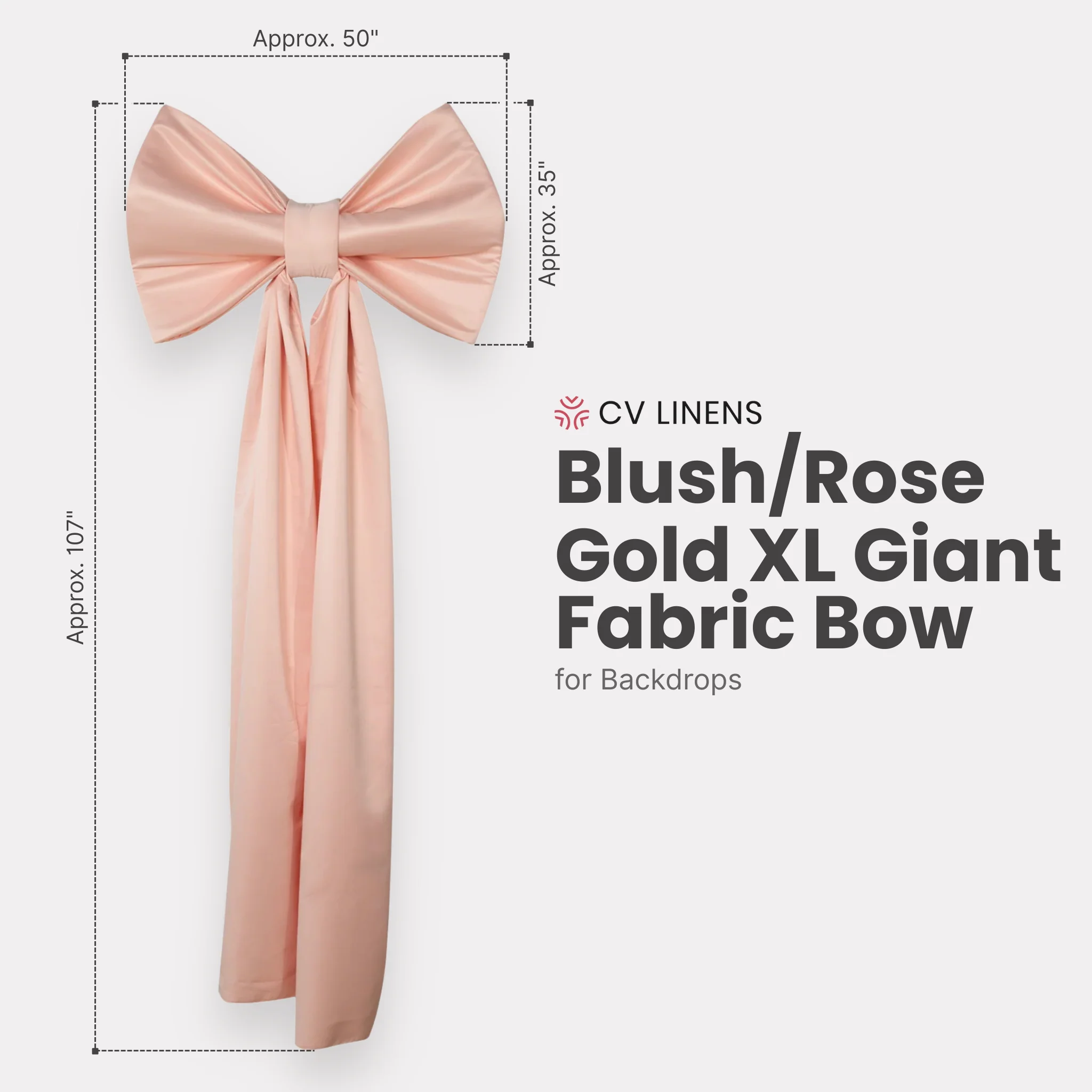 XL Giant Fabric Bow for Backdrop - Blush/Rose Gold