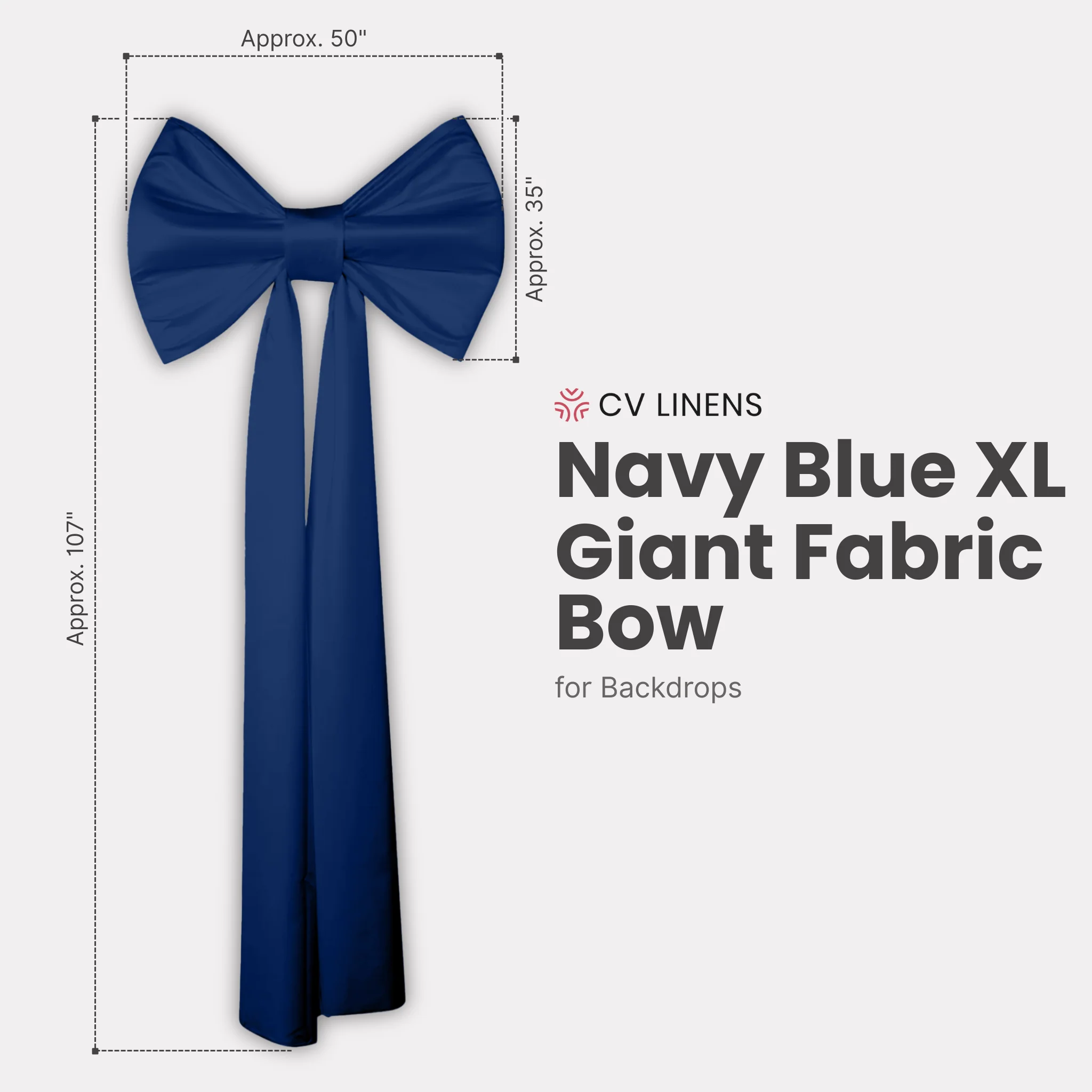 XL Giant Fabric Bow for Backdrop - Navy Blue