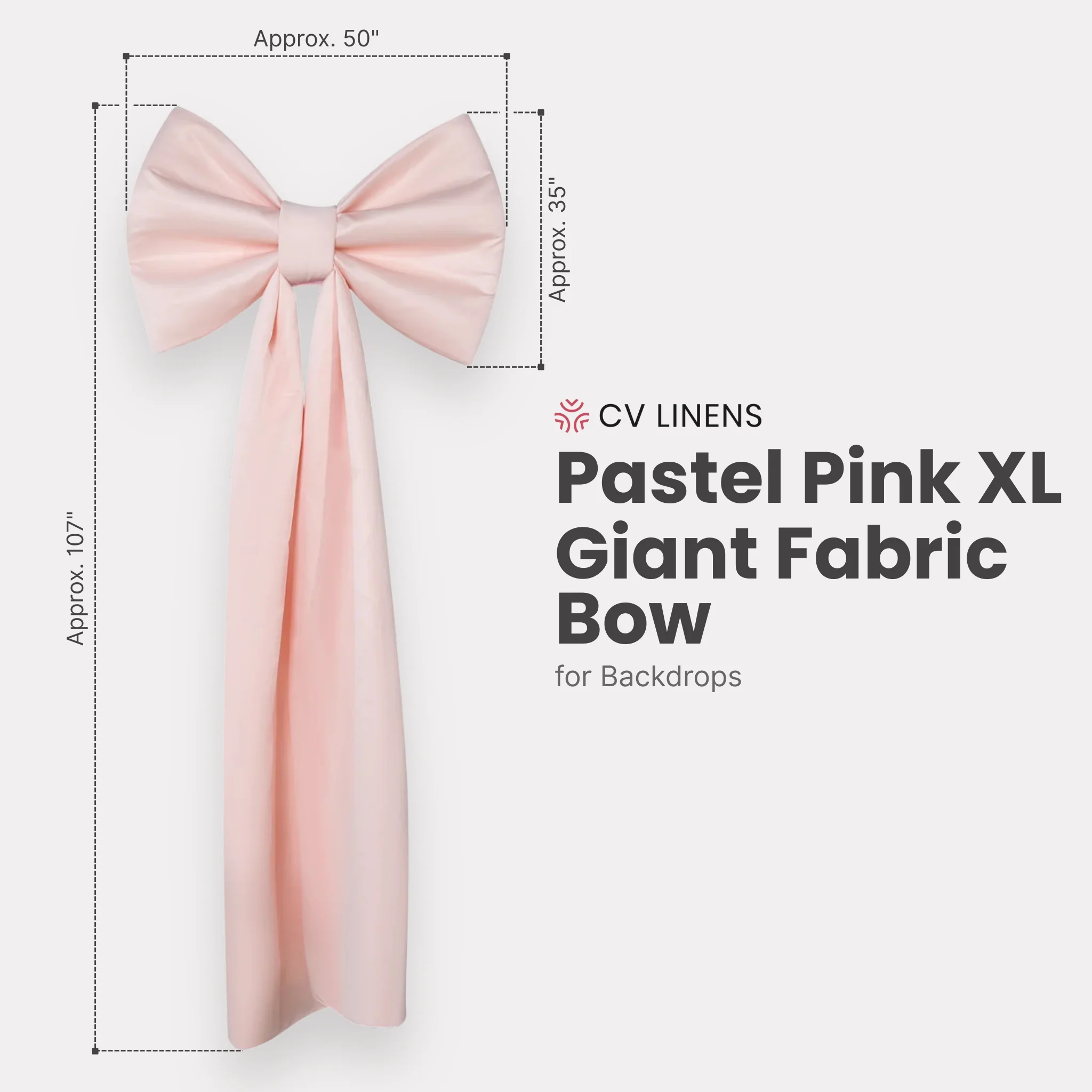 XL Giant Fabric Bow for Backdrop - Pastel Pink