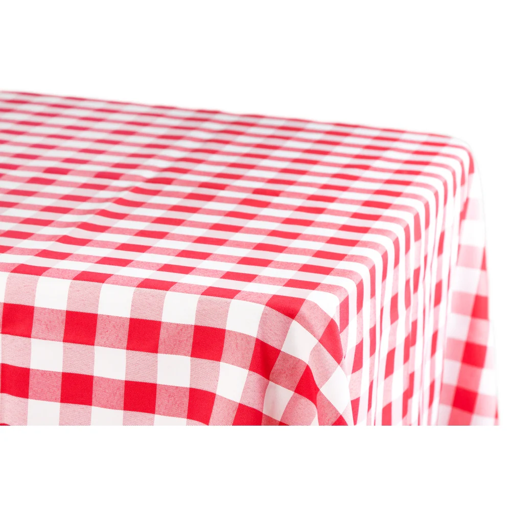 Gingham Checkered Rectangular Polyester Tablecloth 60"x120" - Red & White - Image 2