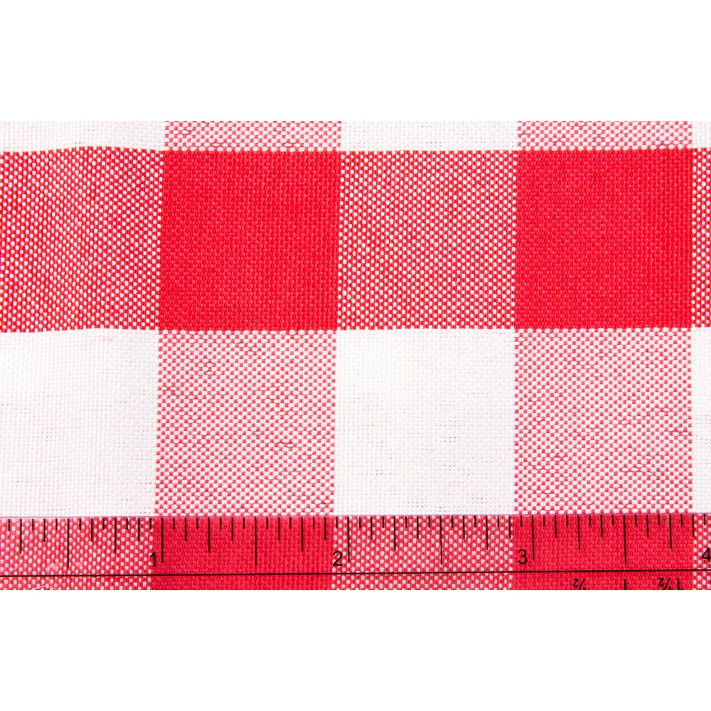 Gingham Checkered Rectangular Polyester Tablecloth 60"x120" - Red & White - Image 3