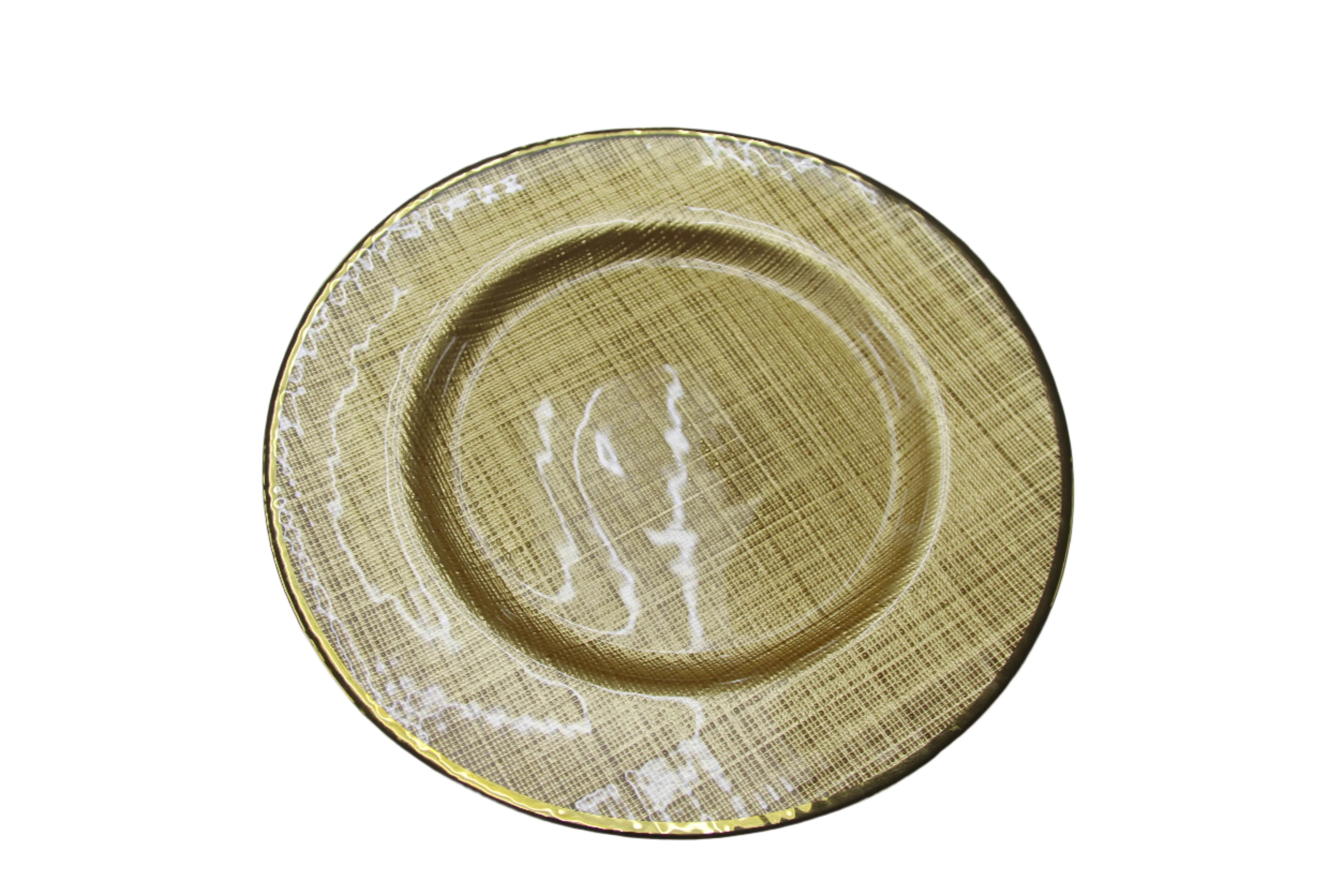 4 pc/set Glass Burlap 13" Charger Plate
