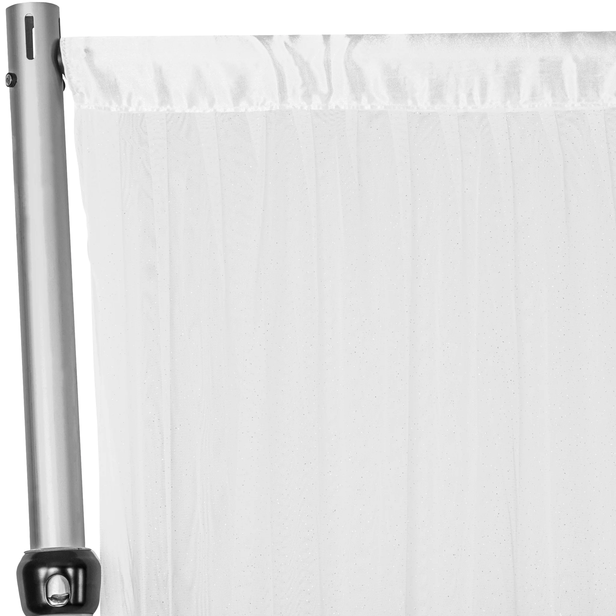 Glitter Tulle Tutu 10ft H x 56" W Drape/Backdrop Curtain Panel - White