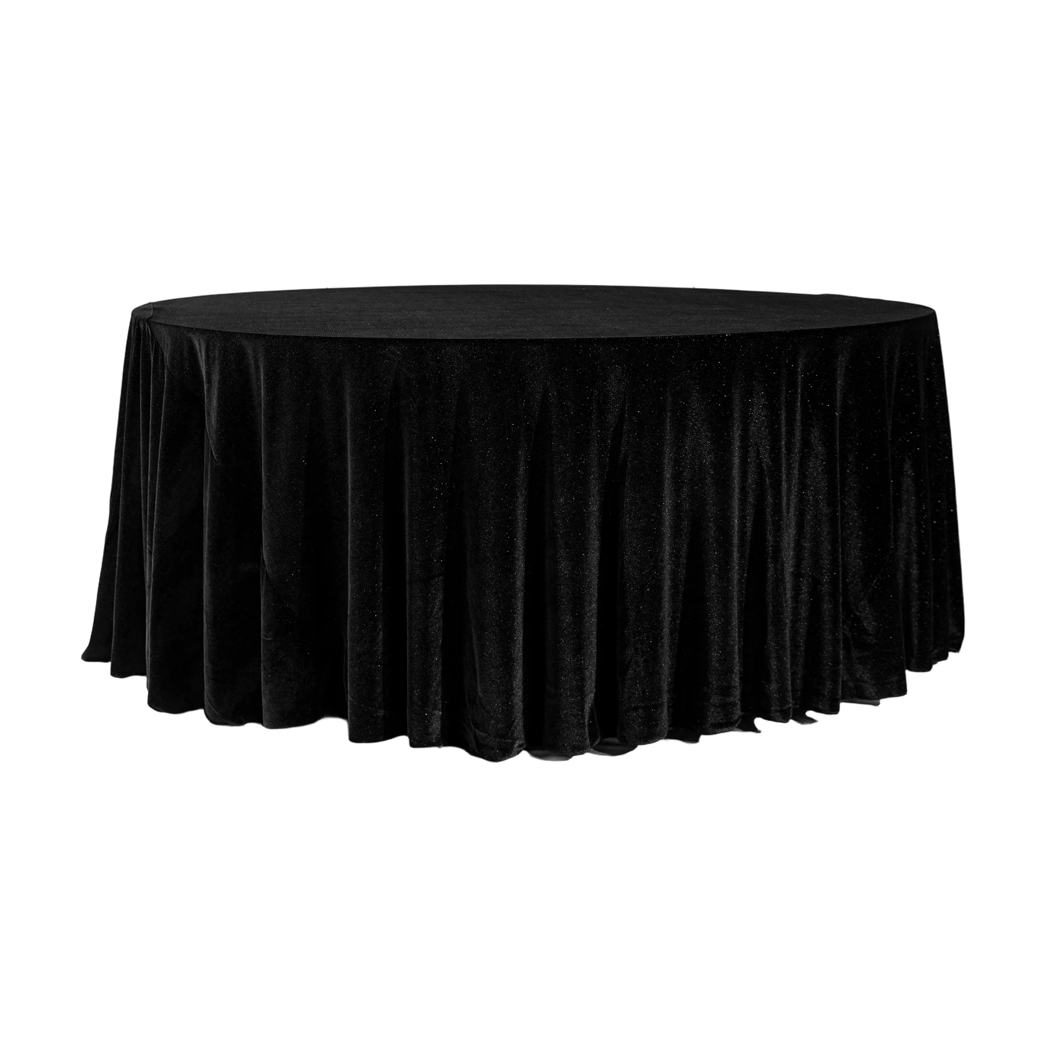 Glitter Velvet 120" Round Tablecloth - Black