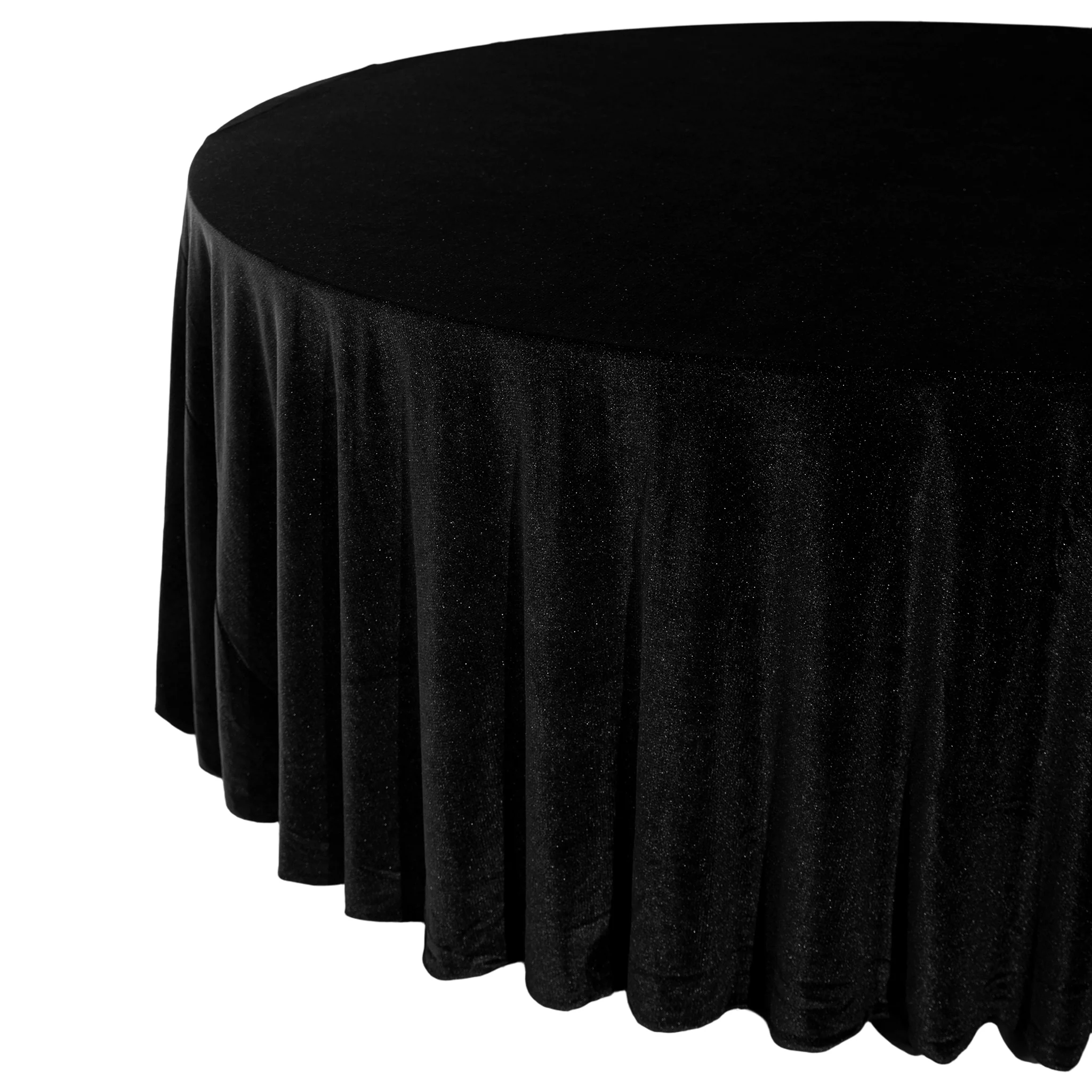 Glitter Velvet 120" Round Tablecloth - Black - Image 4