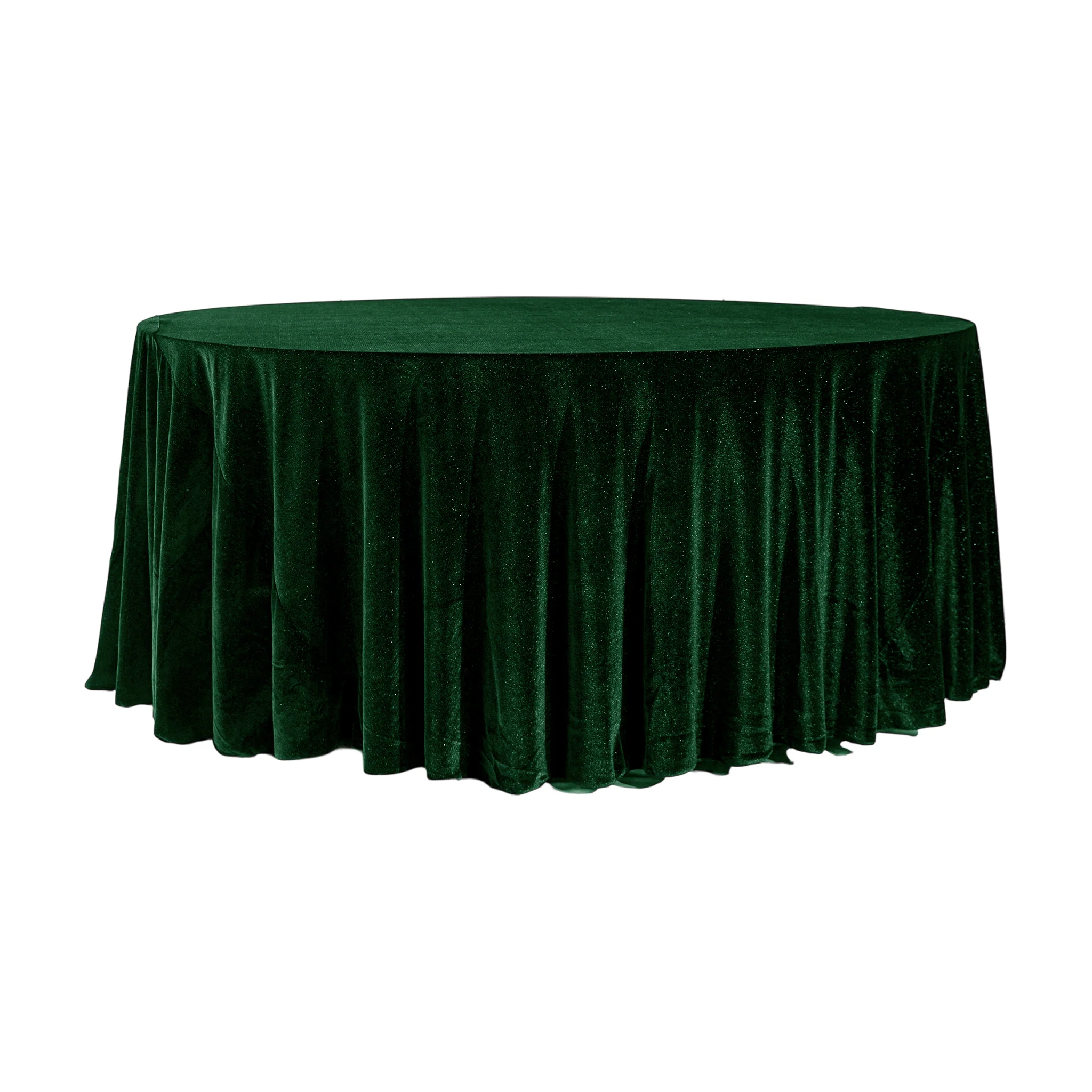 Glitter Velvet 120" Round Tablecloth - Emerald Green