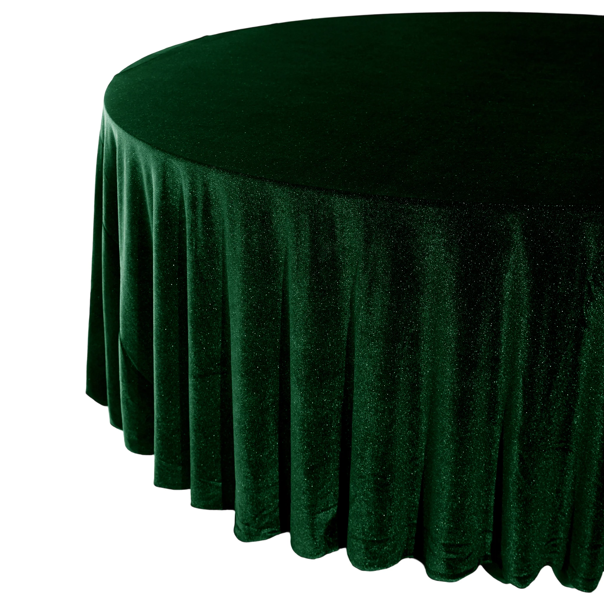 Glitter Velvet 120" Round Tablecloth - Emerald Green - Image 2