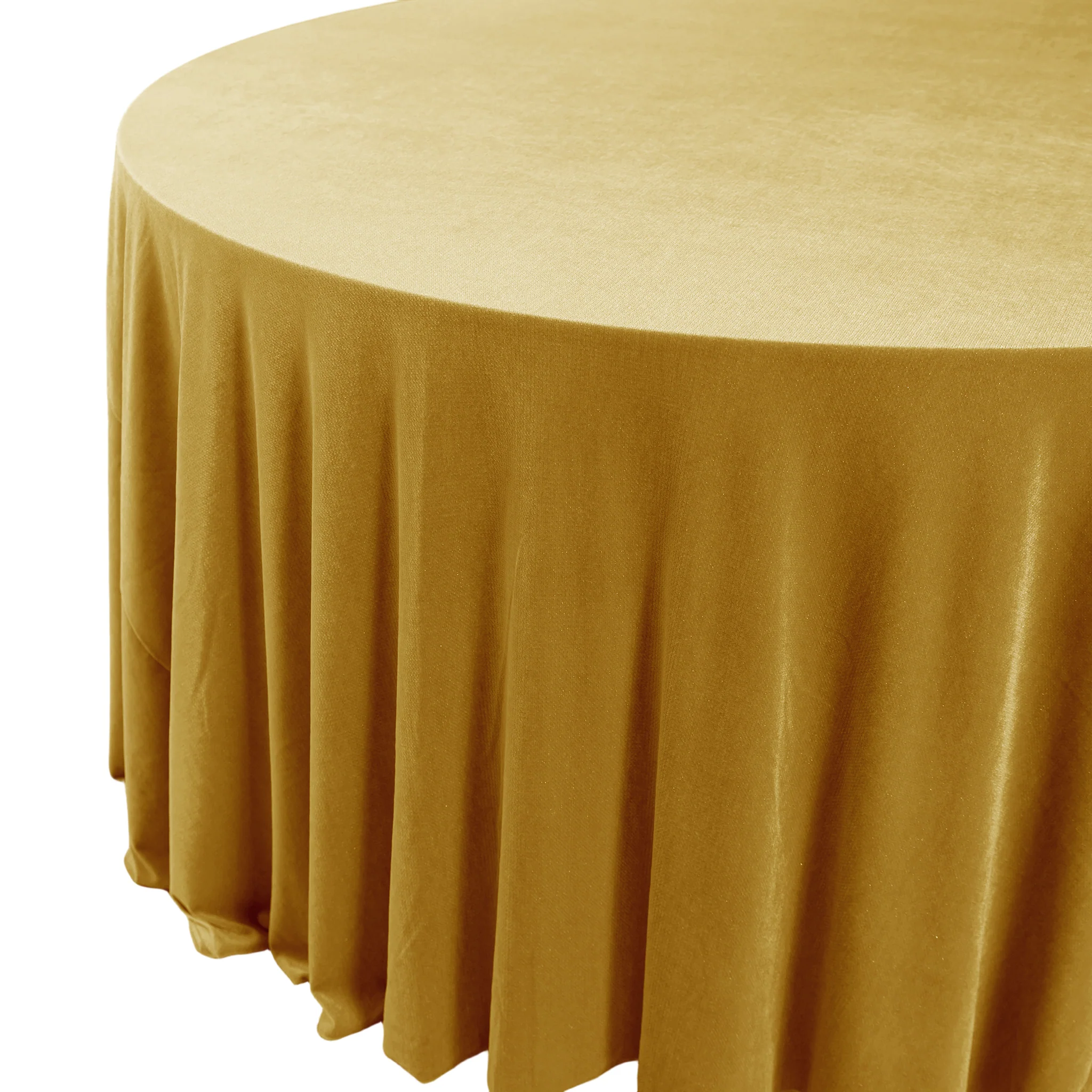 Glitter Velvet 120" Round Tablecloth - Gold - Image 3