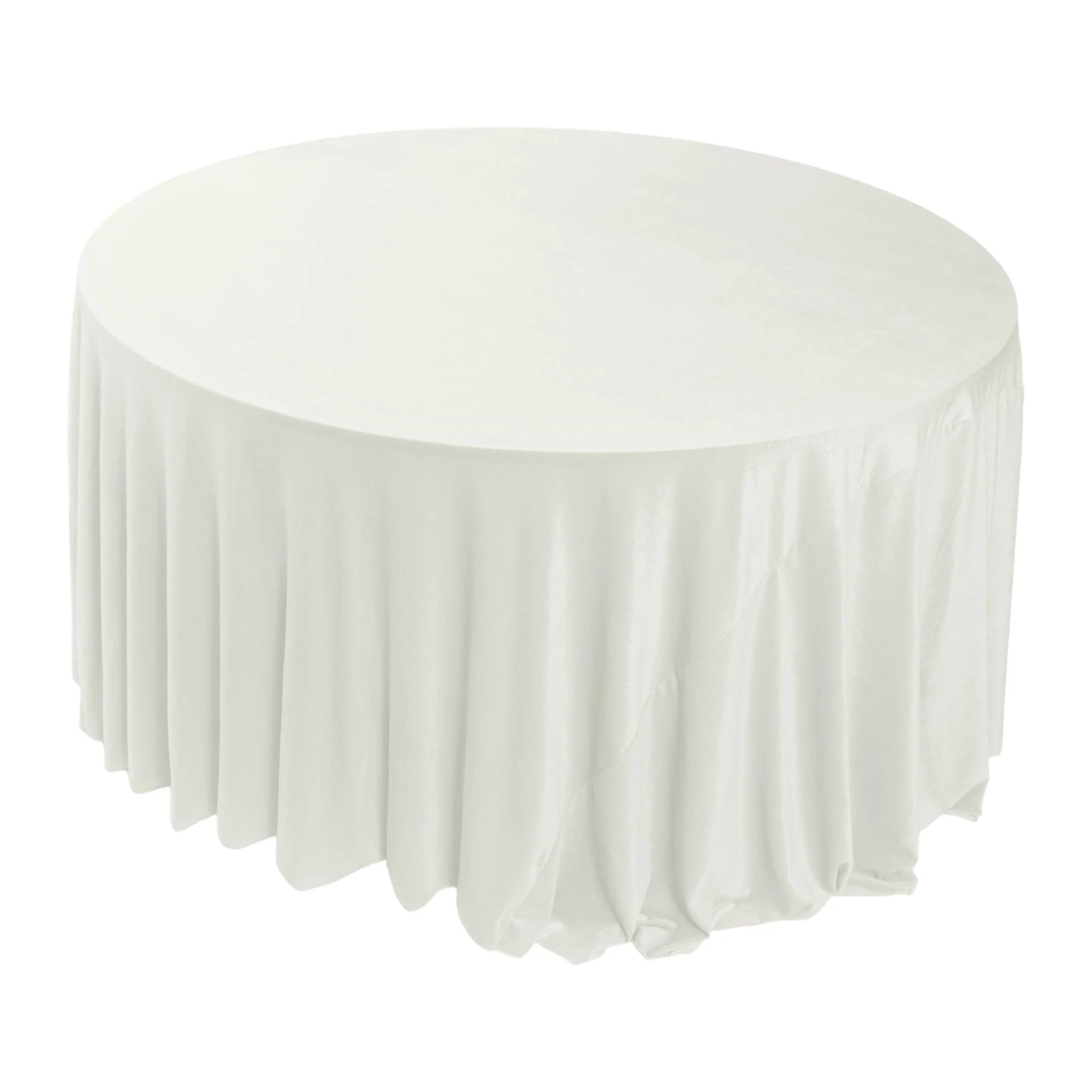 Glitter Velvet 120" Round Tablecloth - Ivory - Image 6