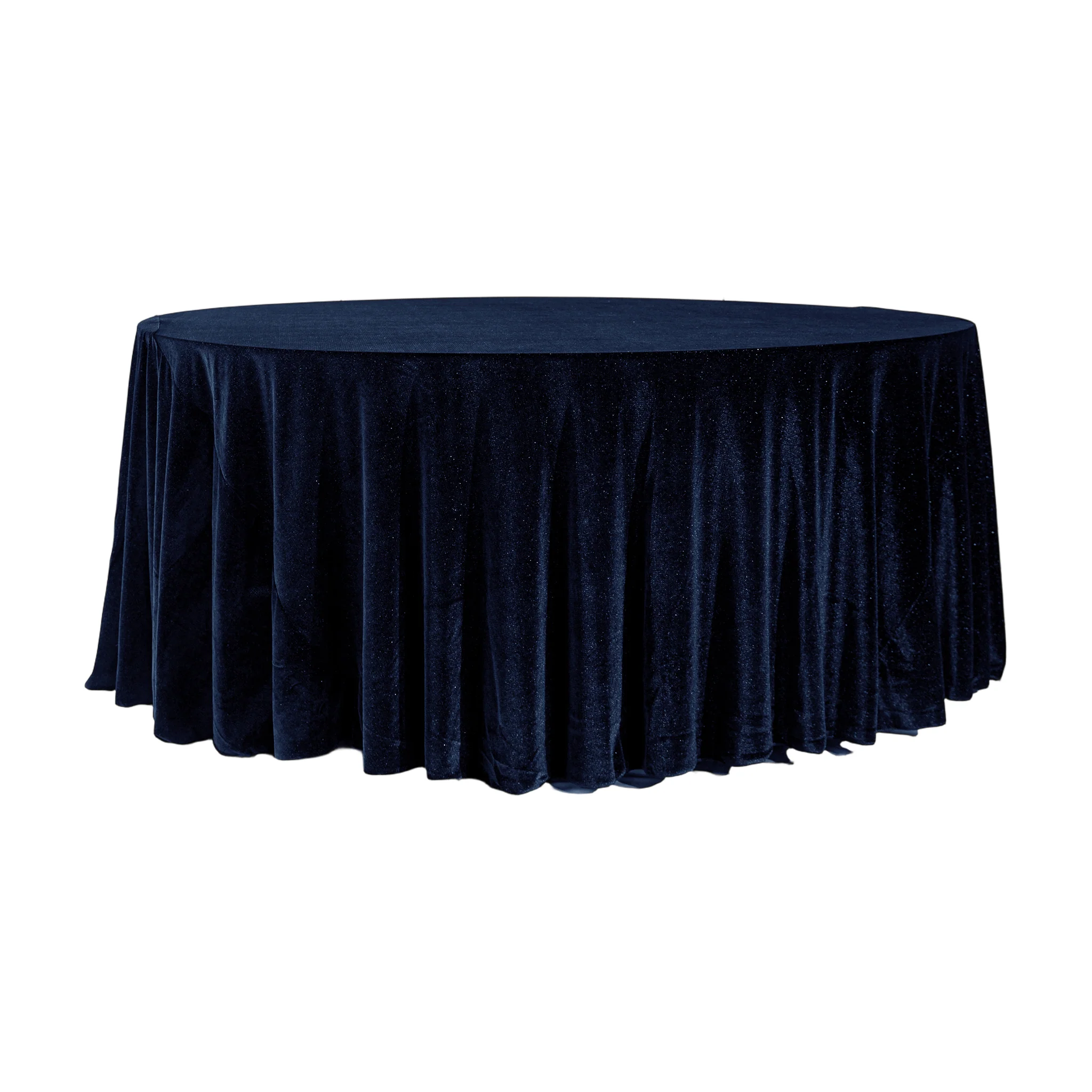 Glitter Velvet 120" Round Tablecloth - Navy Blue