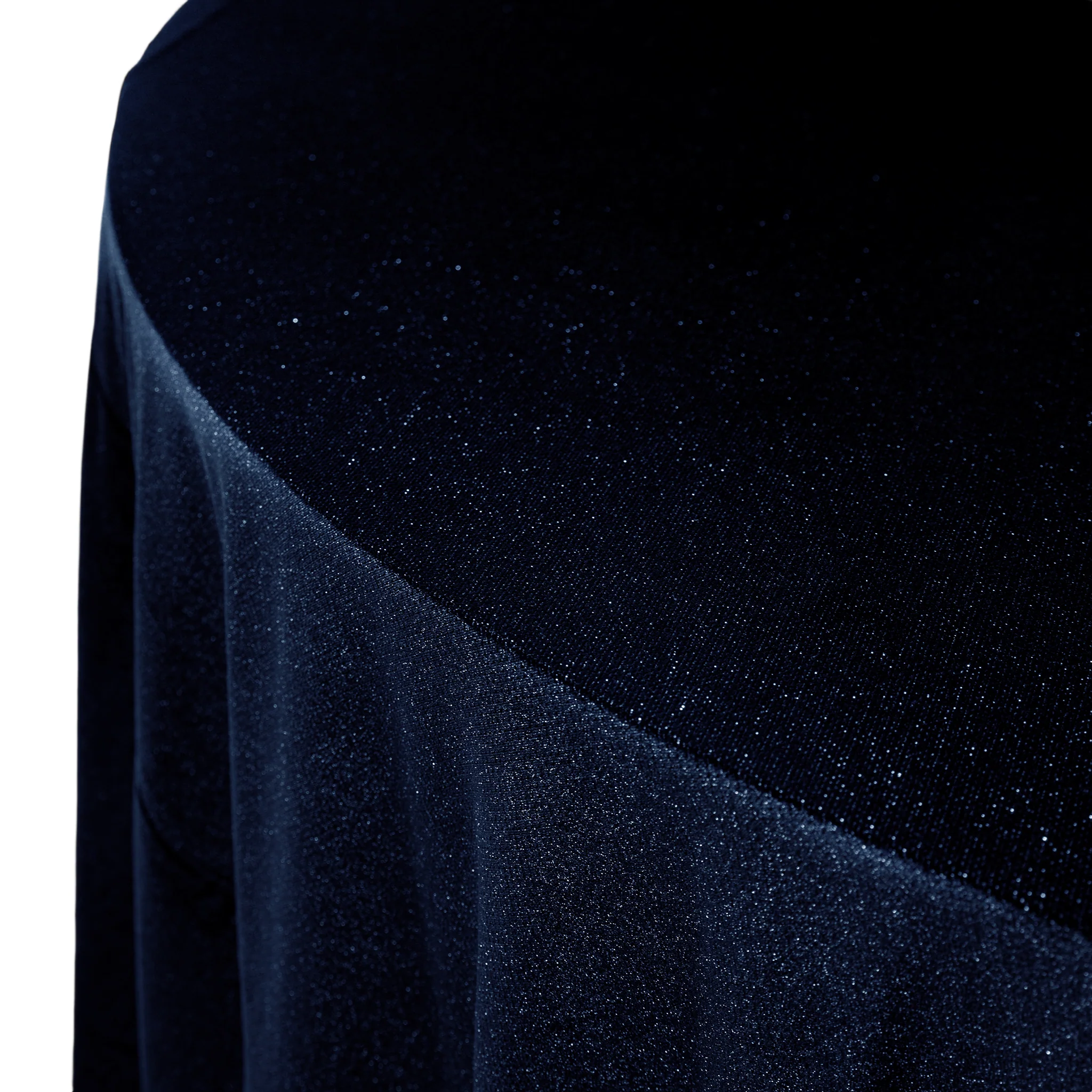Glitter Velvet 120" Round Tablecloth - Navy Blue - Image 6