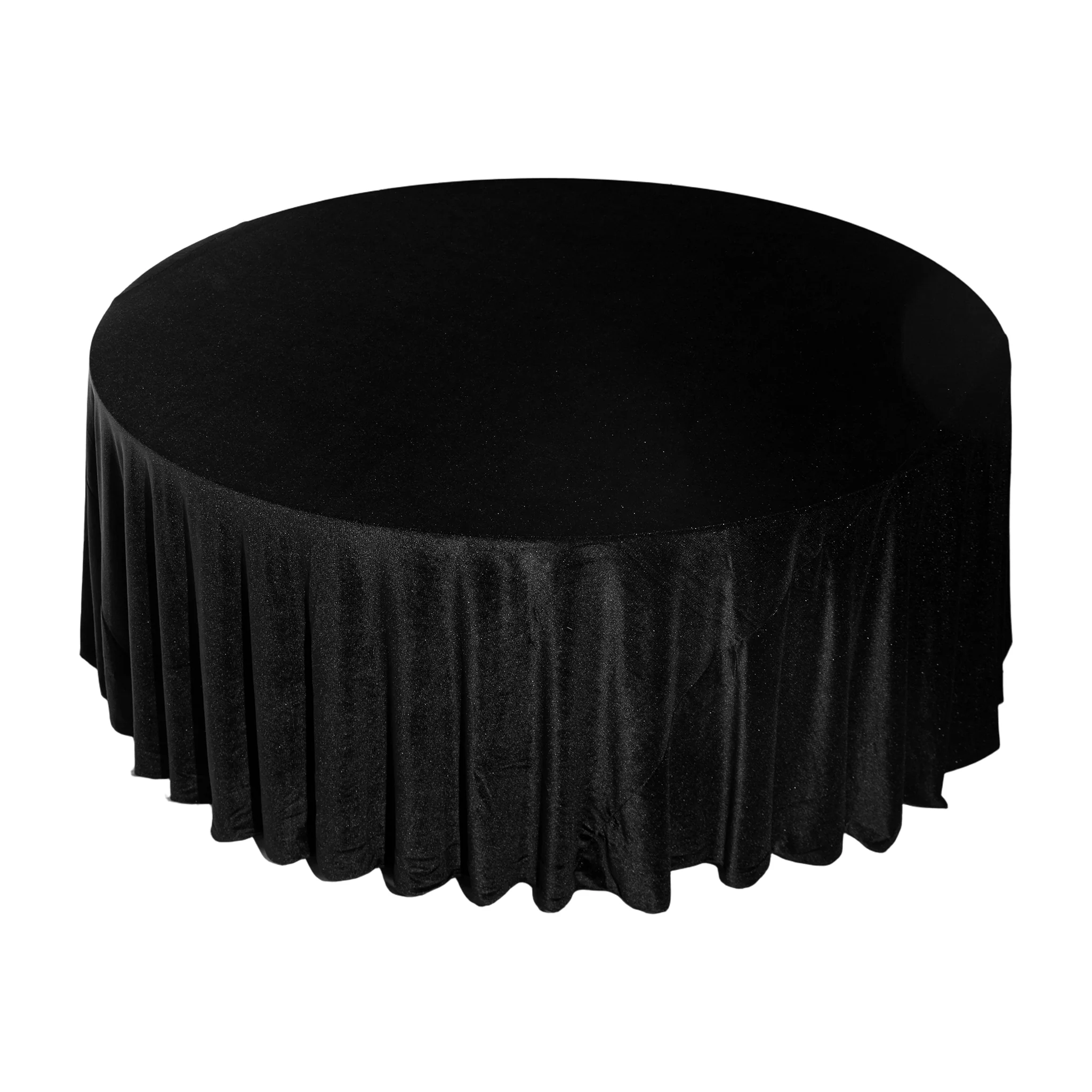 Glitter Velvet 132" Round Tablecloth - Black - Image 5