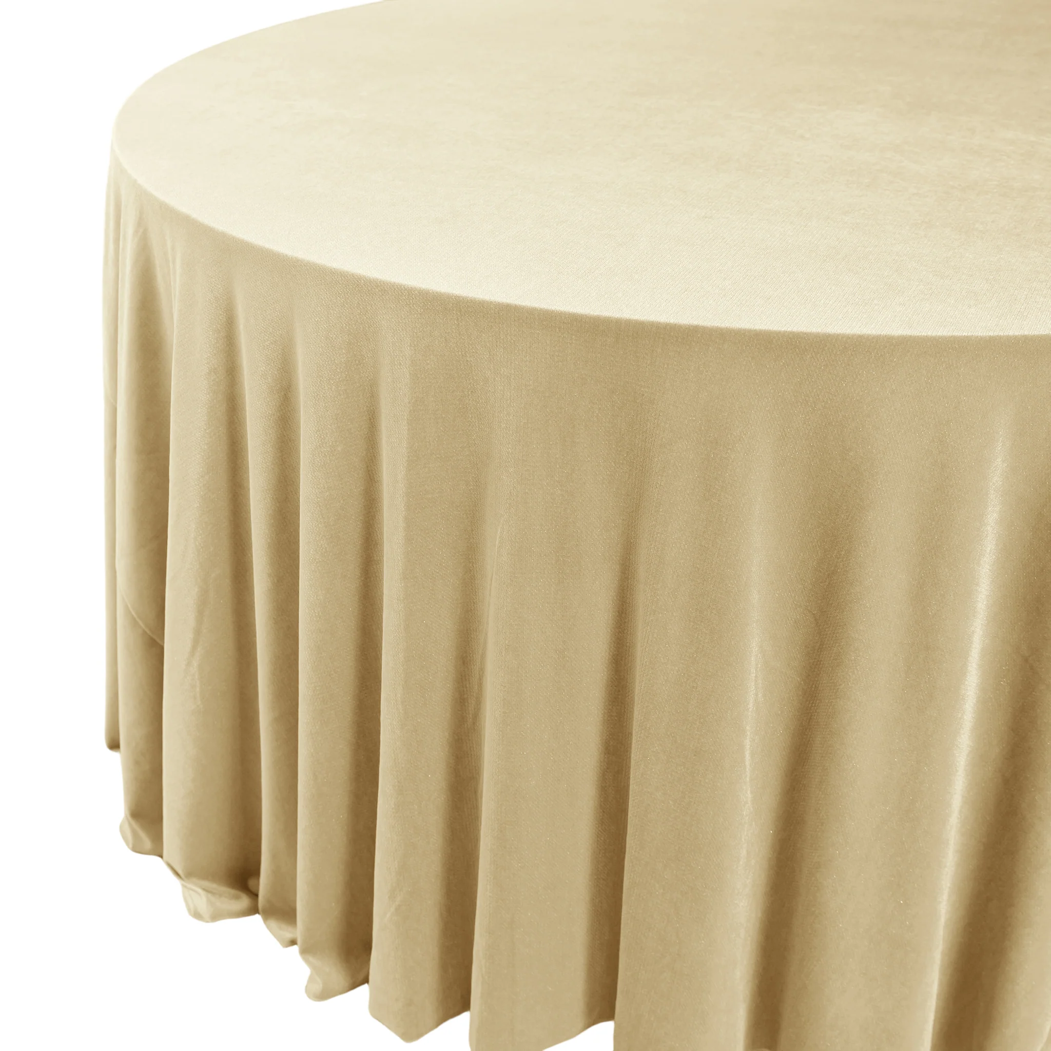 Glitter Velvet 132" Round Tablecloth - Champagne - Image 4