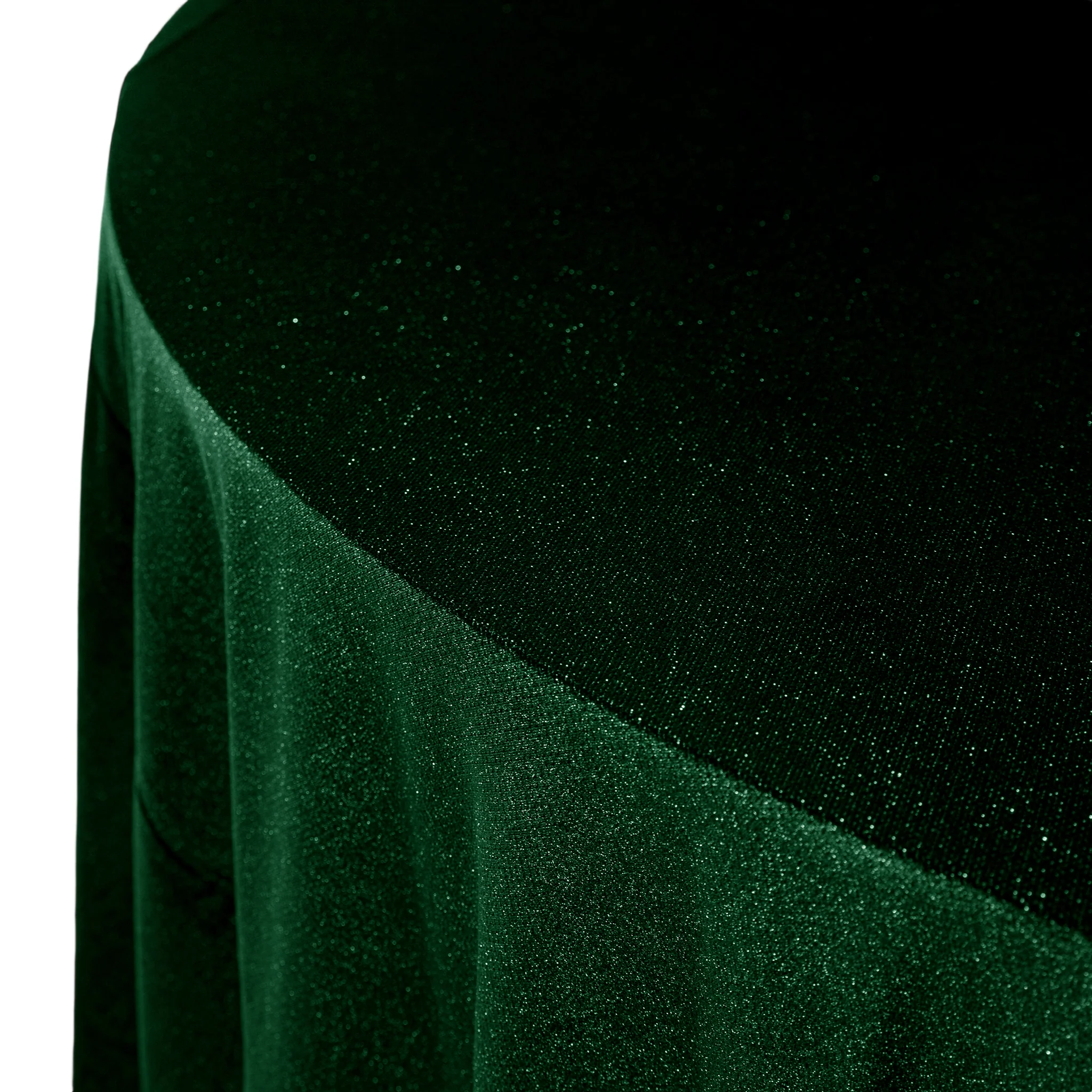 Glitter Velvet 132" Round Tablecloth - Emerald Green - Image 3