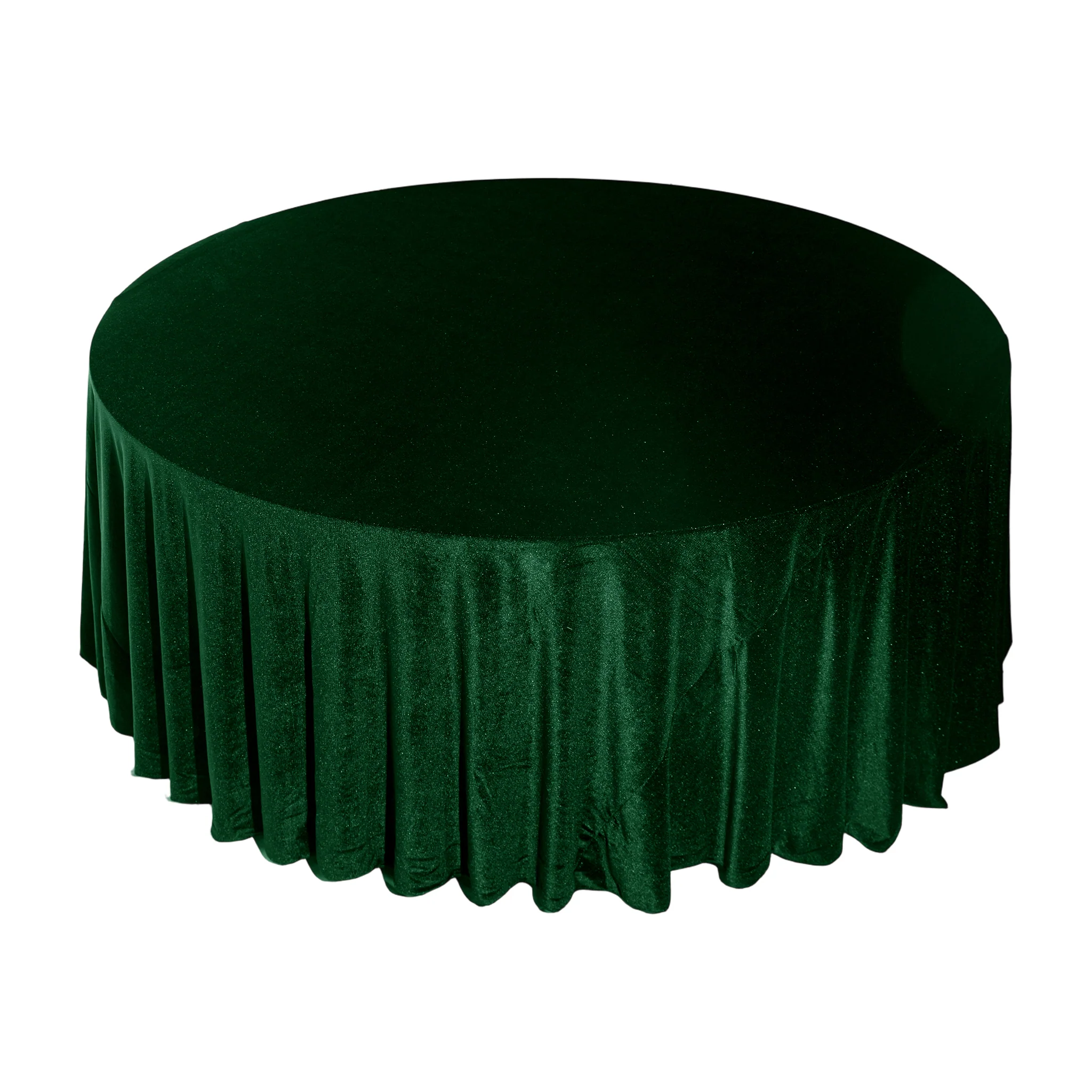 Glitter Velvet 132" Round Tablecloth - Emerald Green - Image 6