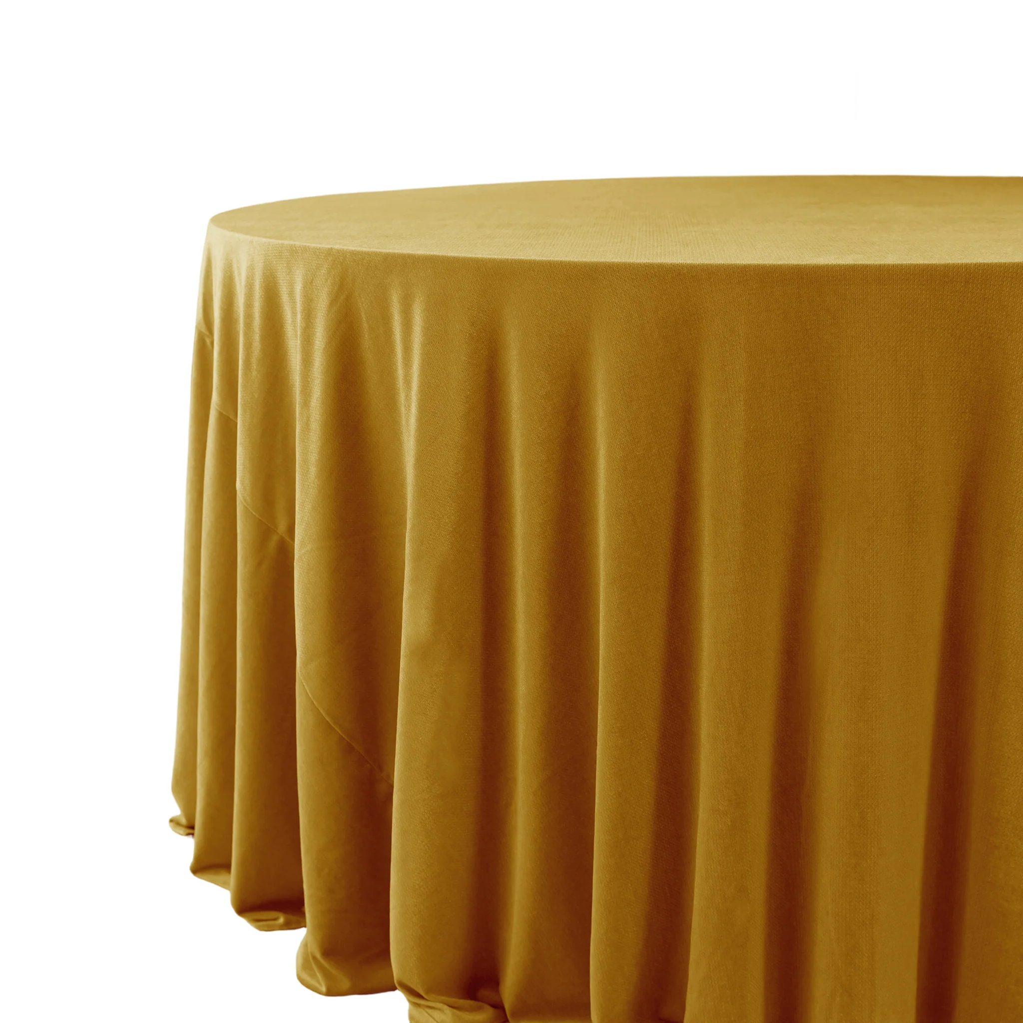 Glitter Velvet 132" Round Tablecloth - Gold - Image 2