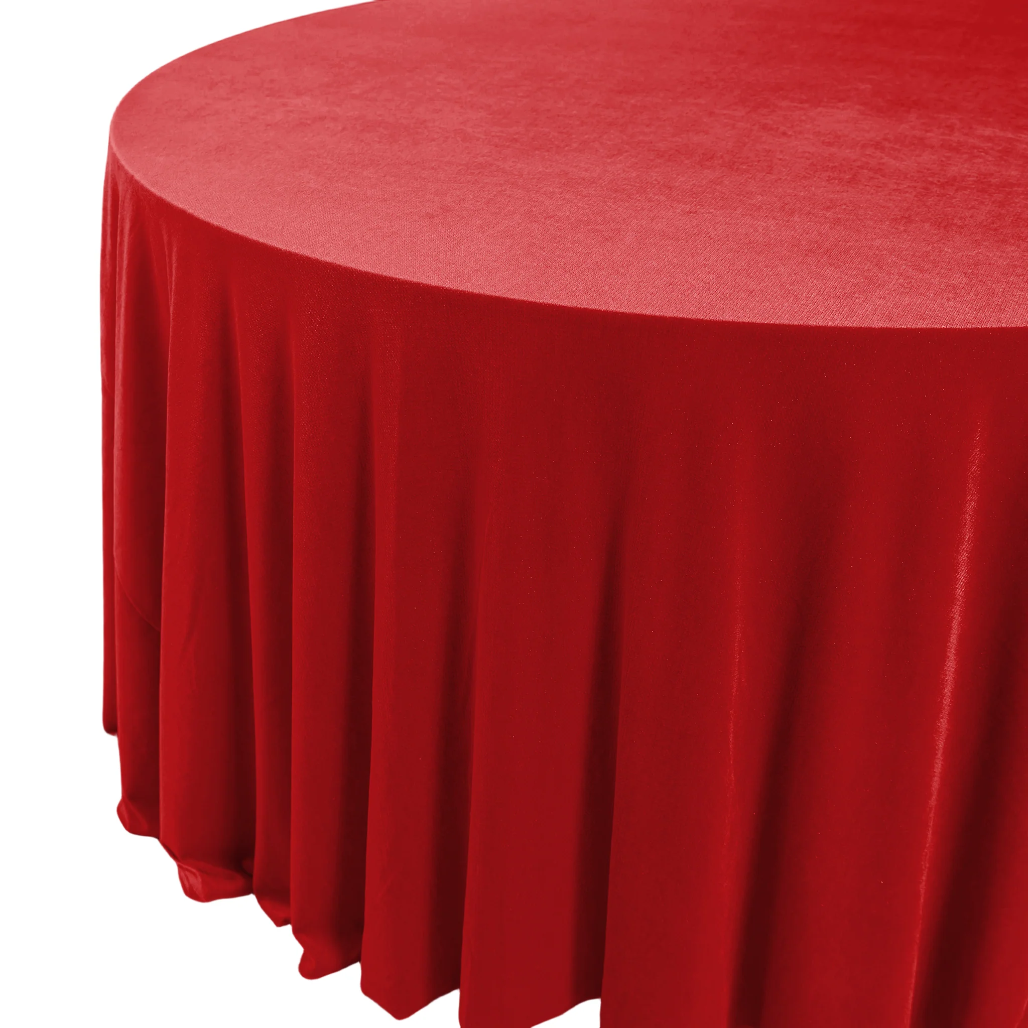 Glitter Velvet 132" Round Tablecloth - Red - Image 3