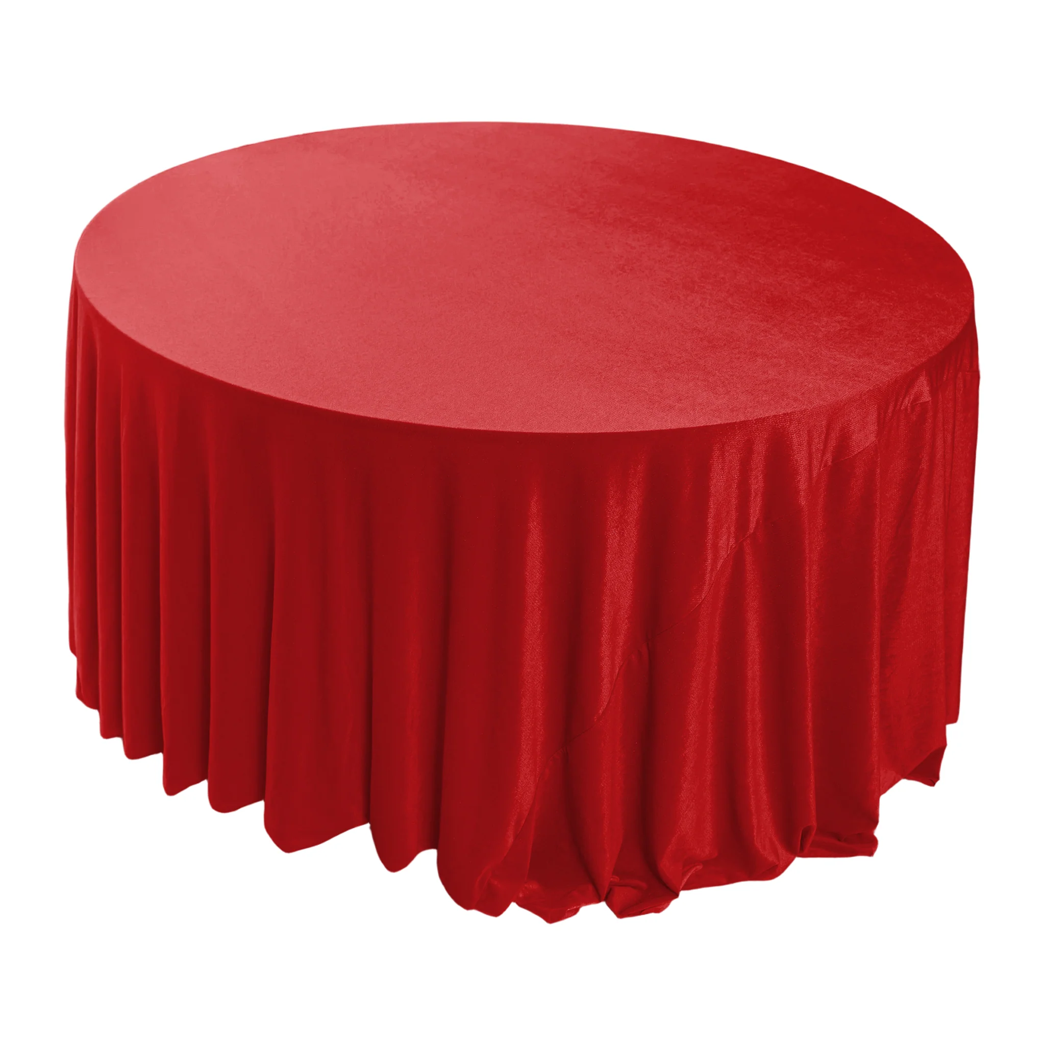 Glitter Velvet 132" Round Tablecloth - Red - Image 7