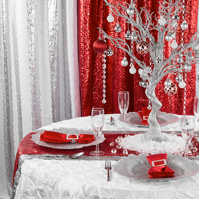 Glitz Sequin 10ft H x 52" W Drape/Backdrop panel - Red - Image 4