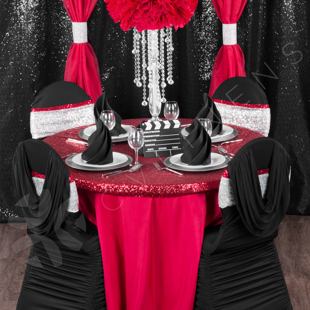 Glitz Sequin 12ft H x 112" W Drape/Backdrop panel - Black - Image 4