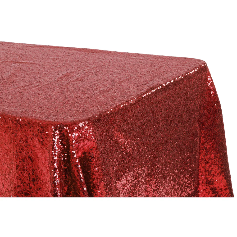 Glitz Sequin 90"x132" Rectangular Tablecloth - Apple Red - Image 2